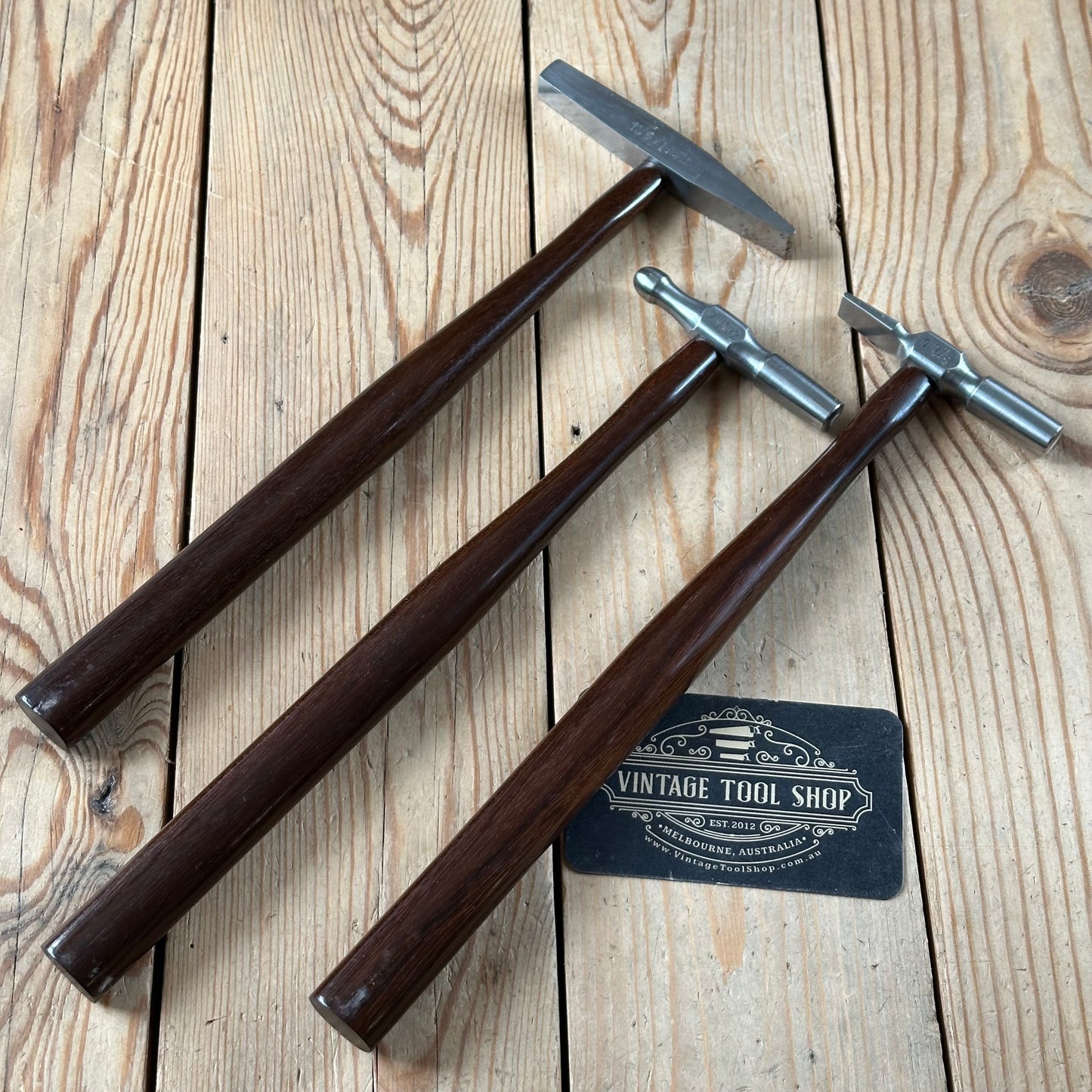 SOLD. N1697 INCREDIBLE! Vintage dated 1932 3x PRESENTATION Jewellers Metalworking HAMMERS