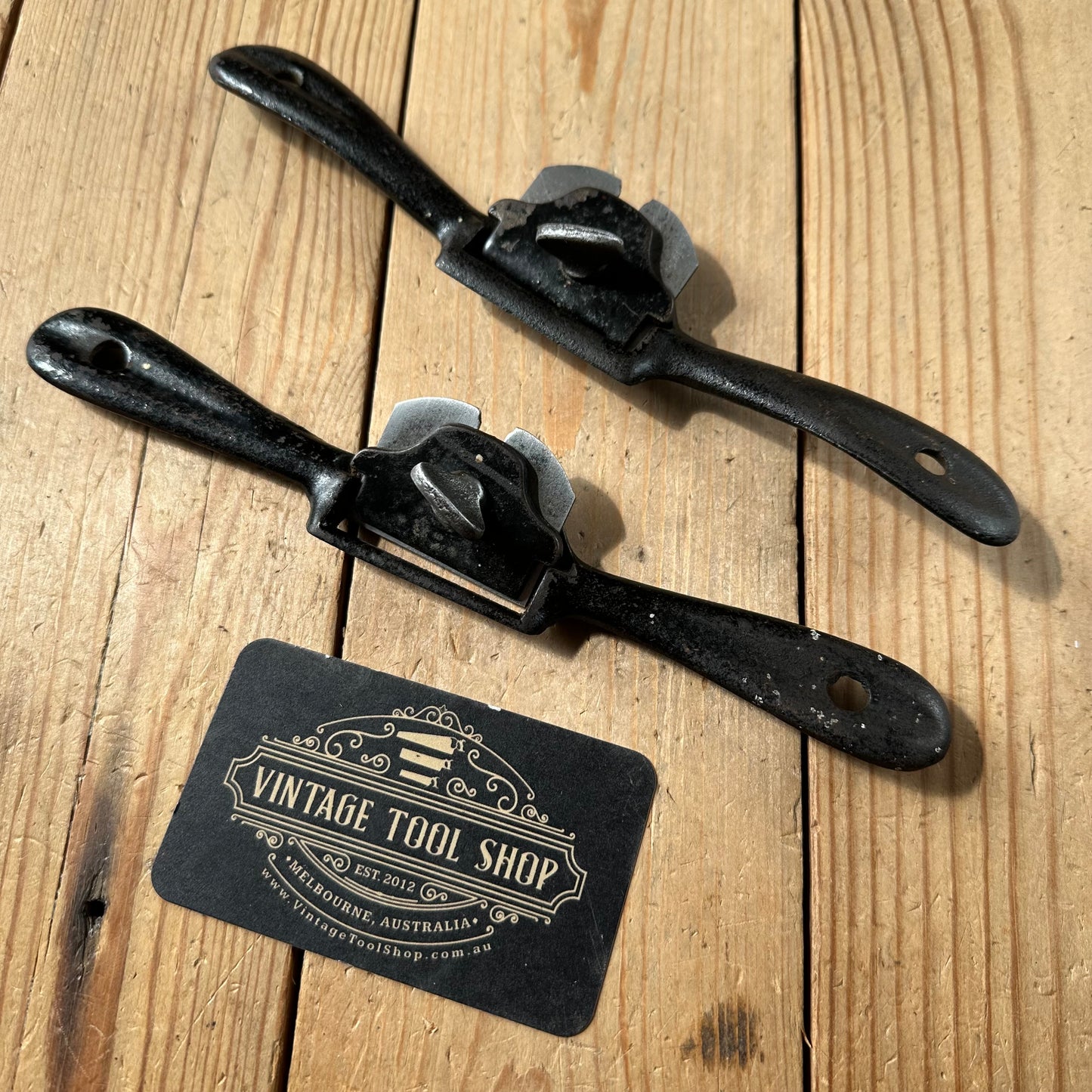 H2390 Vintage pair of No.64 FLAT & No.63 CONVEX curved base SPOKESHAVES