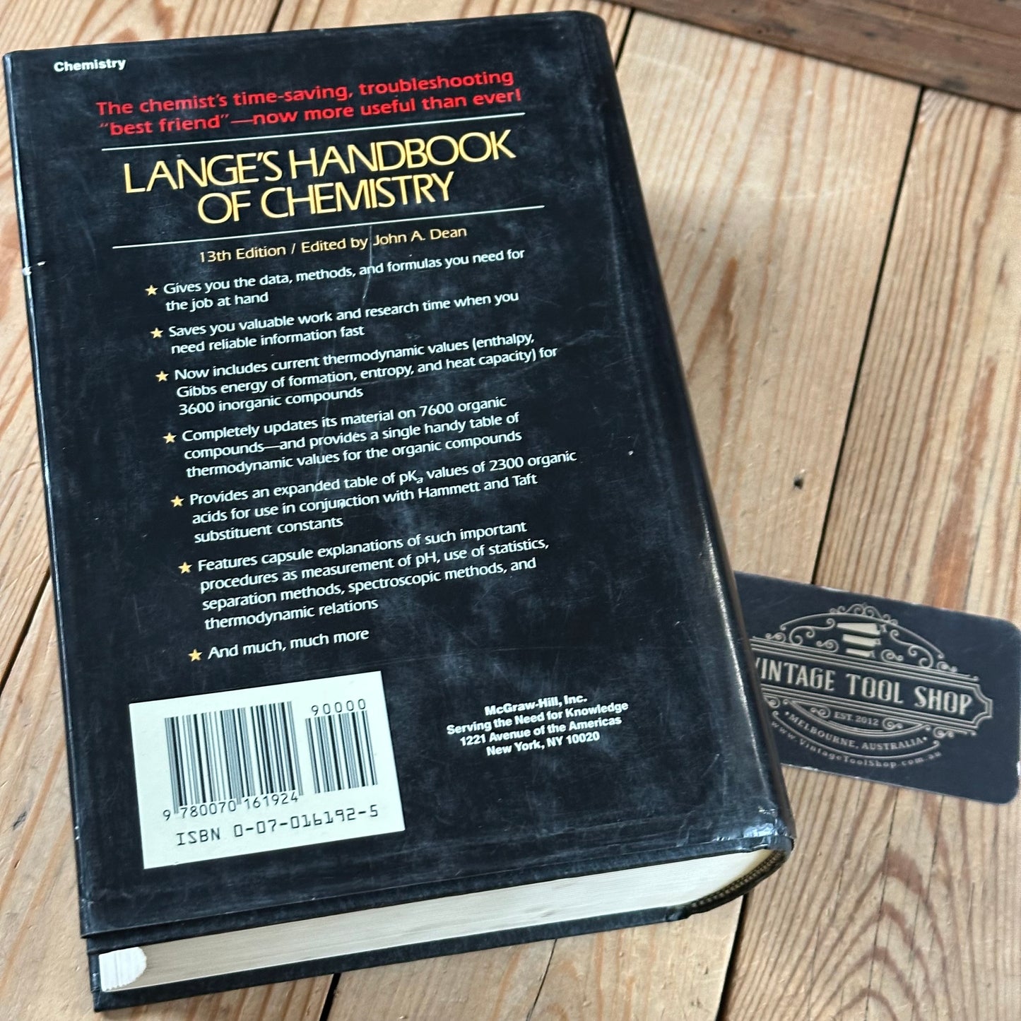 XBN65 Vintage 1985 BOOK Lange's Handbook of CHEMISTRY by J.A.Dean