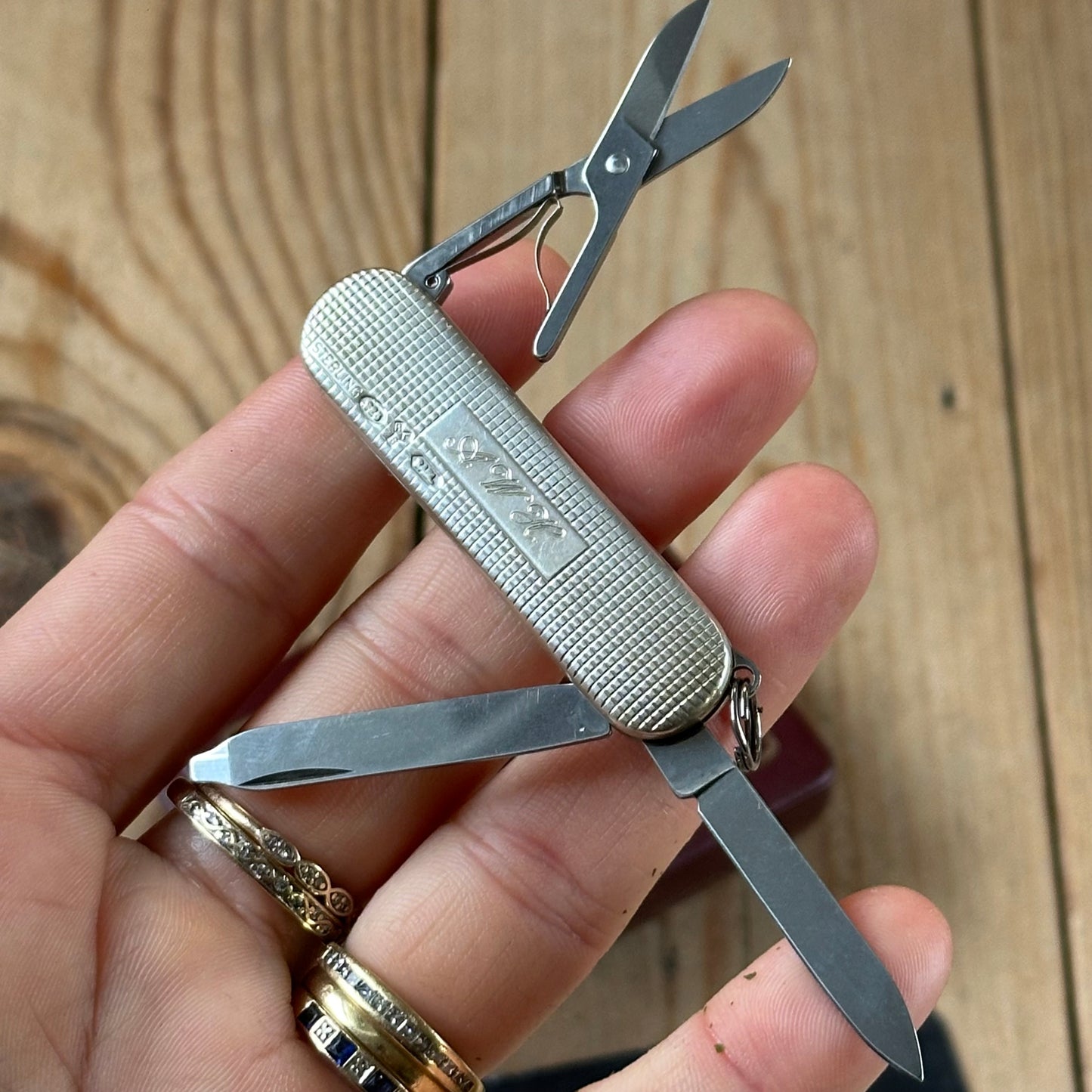 K51 Vintage engraved Victorinox SWISS 925 Barleycorn Pattern STERLING SILVER Tool SWISS ARMY KNIFE