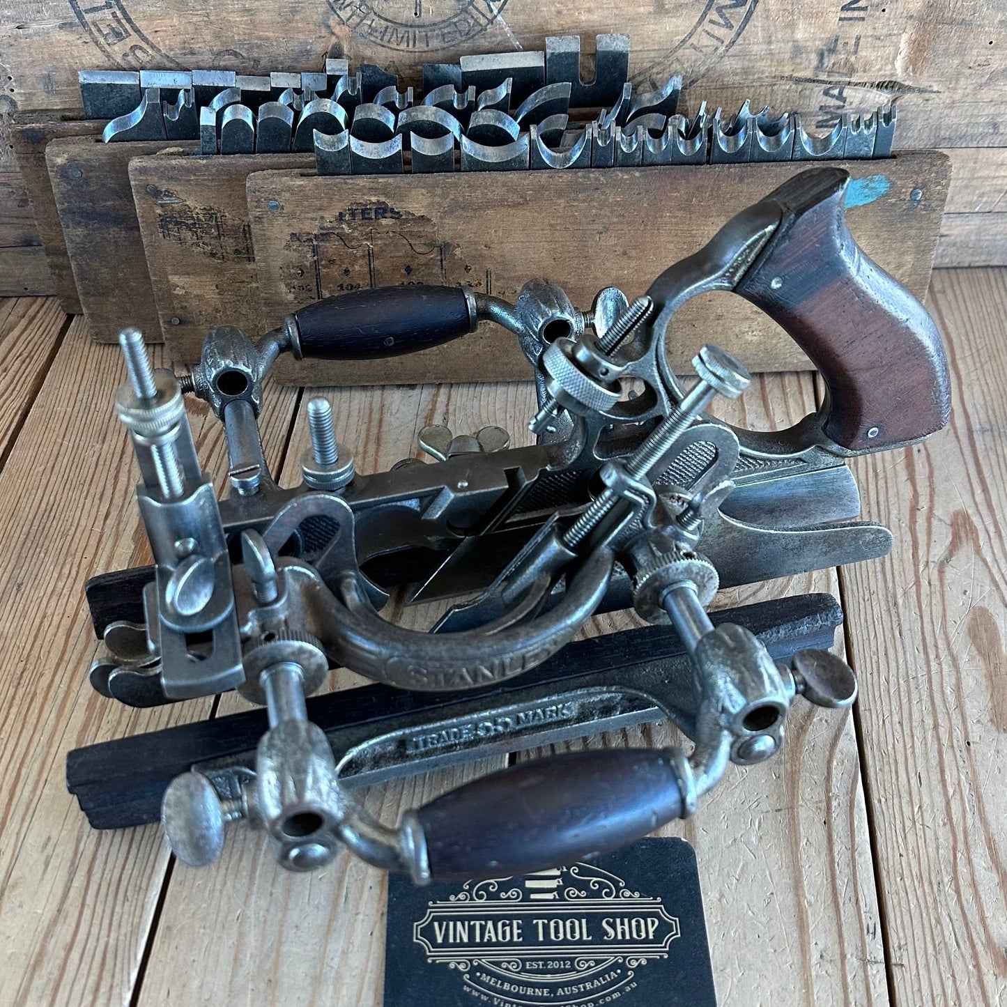 N1088 Antique STANLEY USA No.55 Combination PLANE + 50 x CUTTERS