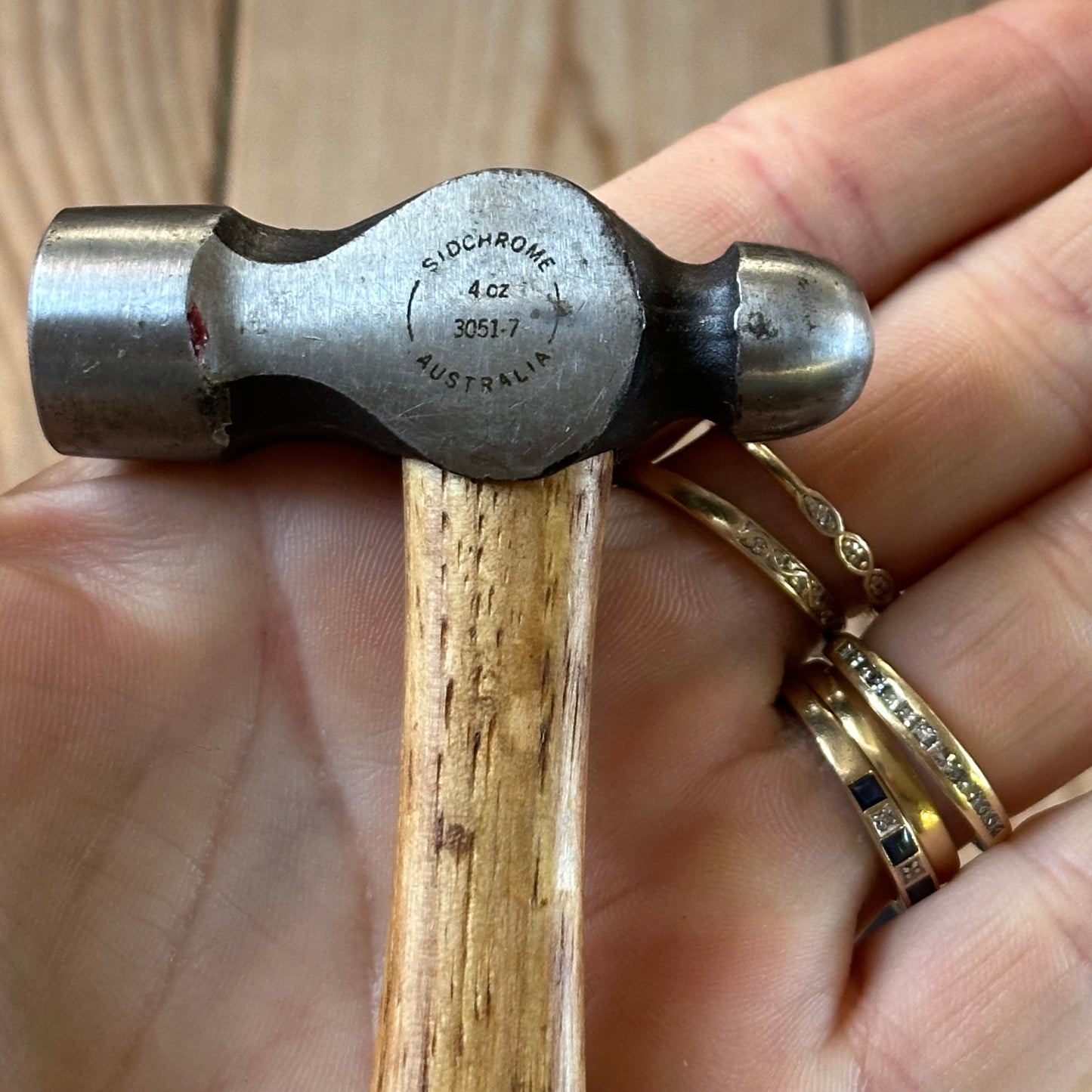 N1858 RARE SIZE! Vintage SIDCHROME Australia small 4oz BALL PEEN pein Hammer