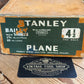 H2487 TIDY! Vintage STANLEY England No.4 1/2 smoothing PLANE IOB