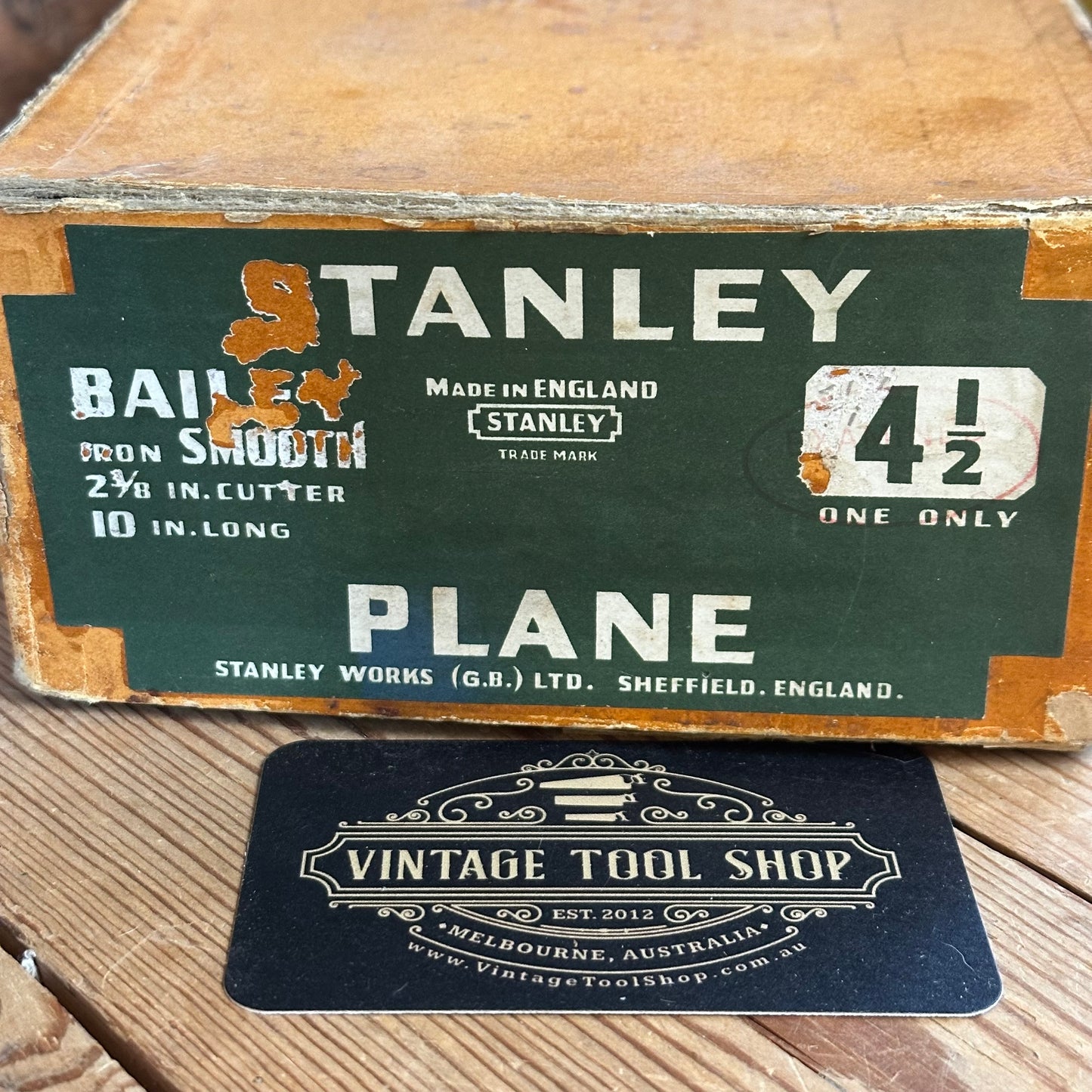 H2487 TIDY! Vintage STANLEY England No.4 1/2 smoothing PLANE IOB