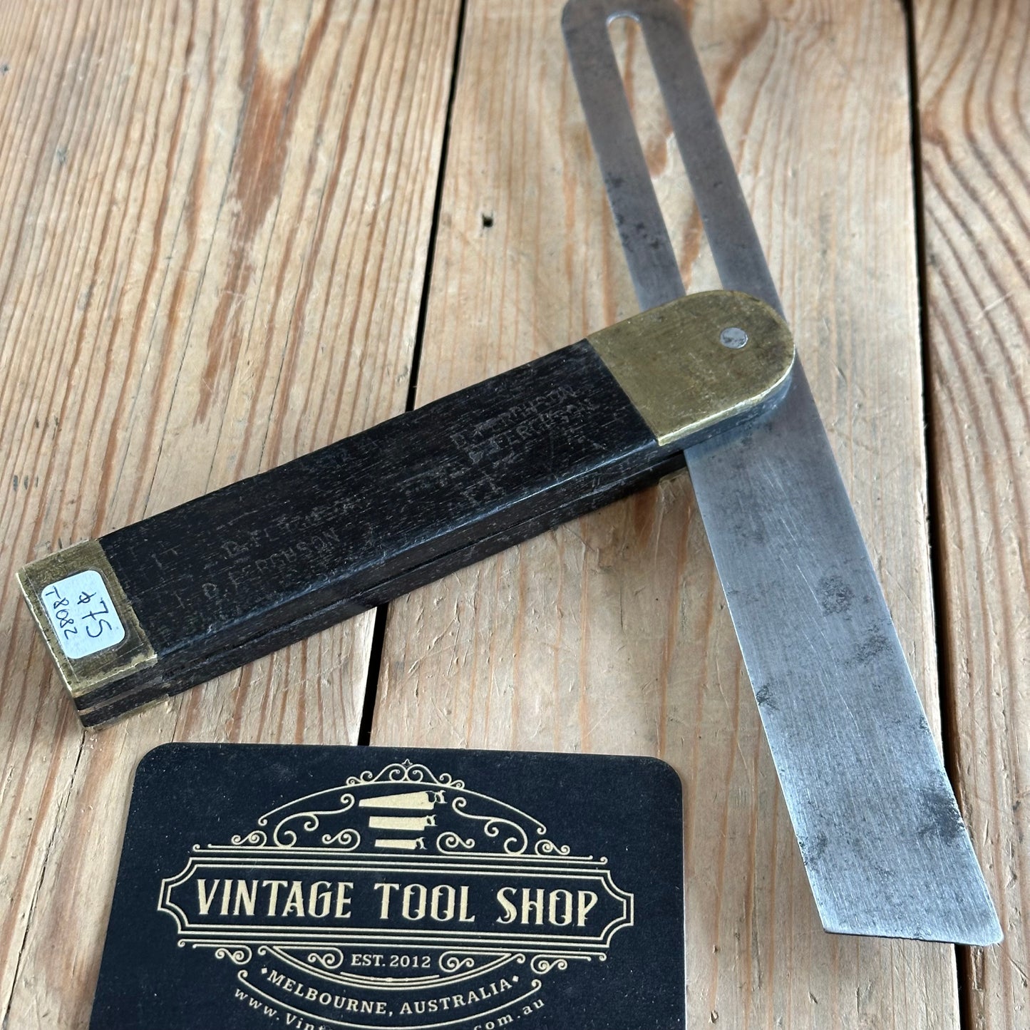 T8082 Vintage 9” EBONY & brass BEVEL