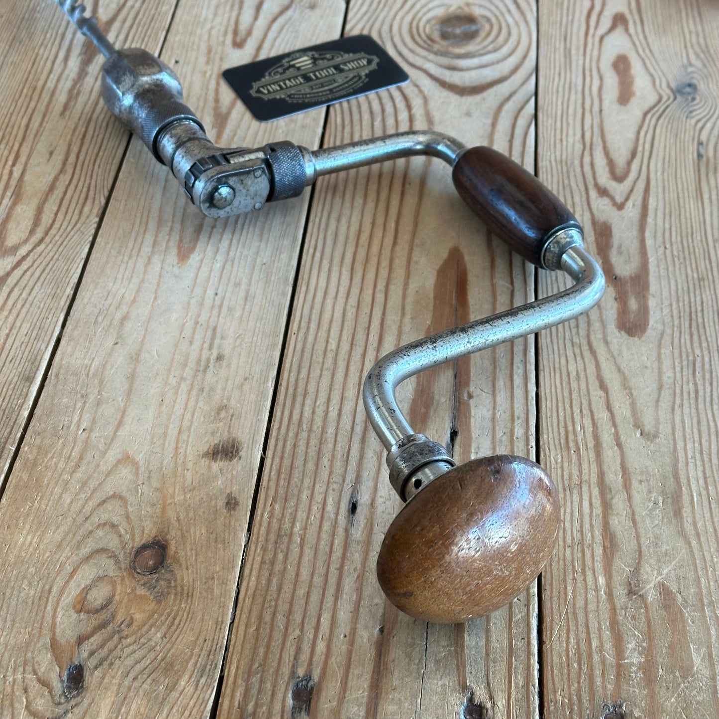 H2048 Vintage No:16 J.A.CHAPMAN 5” / 10” sweep Drill BRACE with Rosewood handles