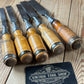 H2523 Vintage set of 5 x SWEDISH E.A. BERG Birch handled socketed BEVEL CHISELS
