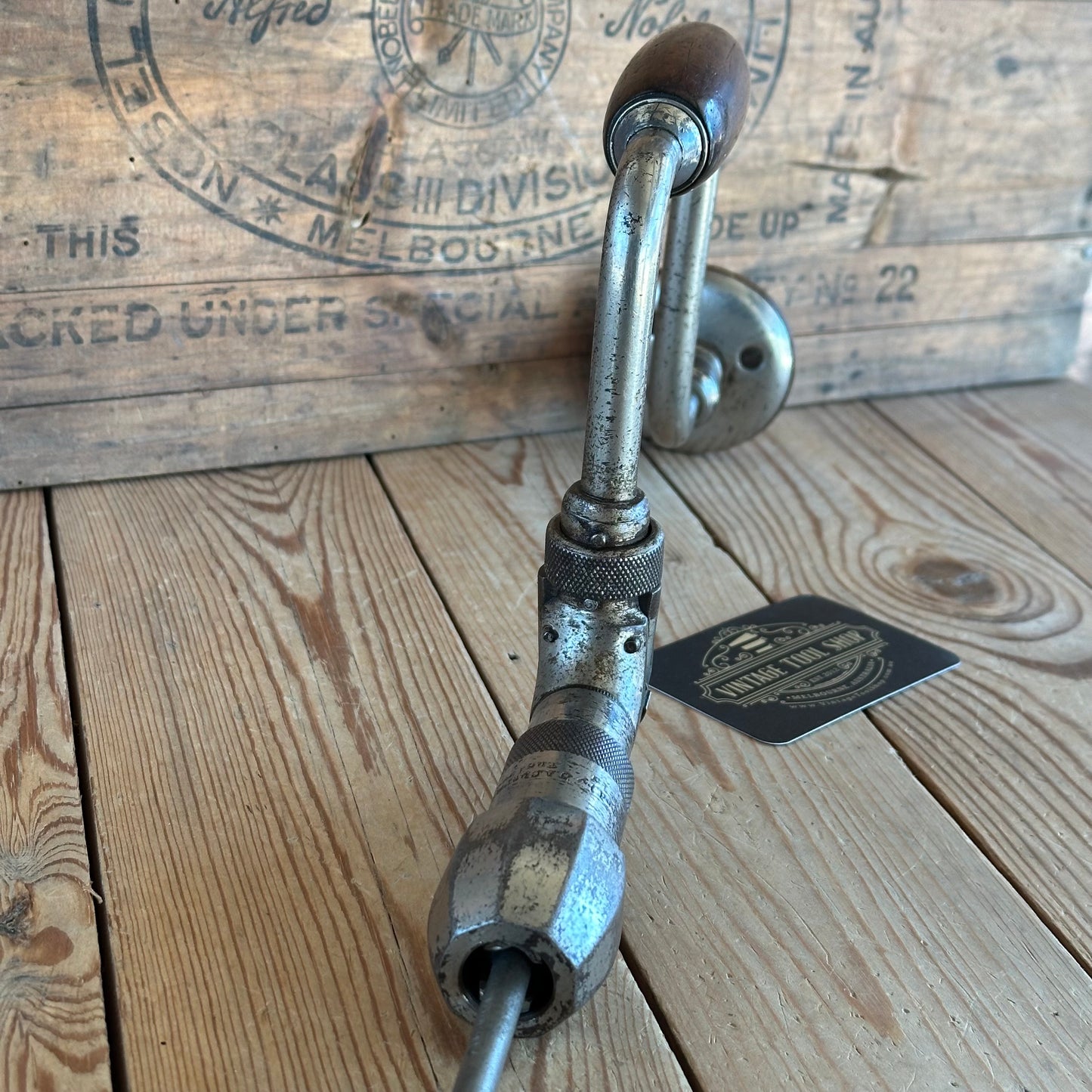 H2048 Vintage No:16 J.A.CHAPMAN 5” / 10” sweep Drill BRACE with Rosewood handles