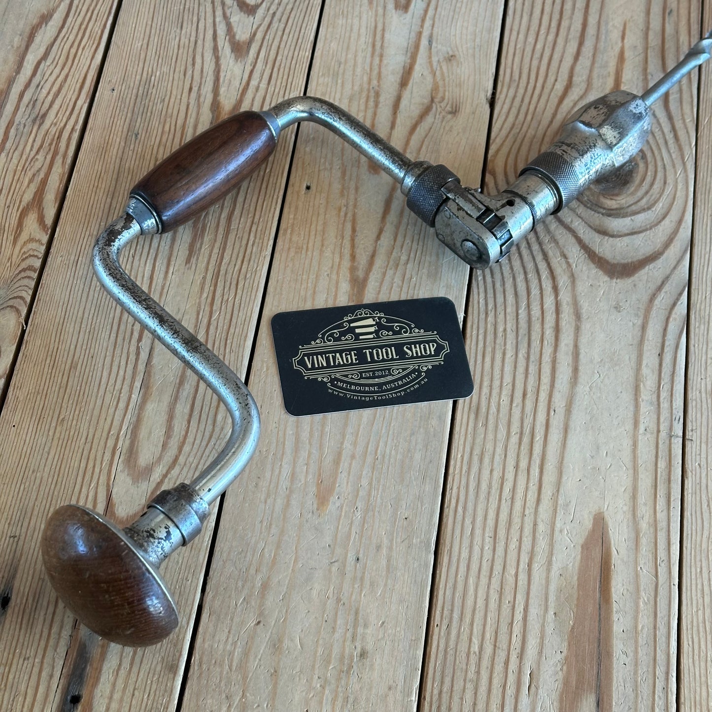 H2048 Vintage No:16 J.A.CHAPMAN 5” / 10” sweep Drill BRACE with Rosewood handles