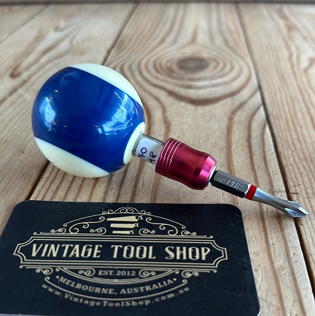 TR148 Repurposed round Blue No.10 POOL BALL HEX TIP DRIVER by Tony Ralph