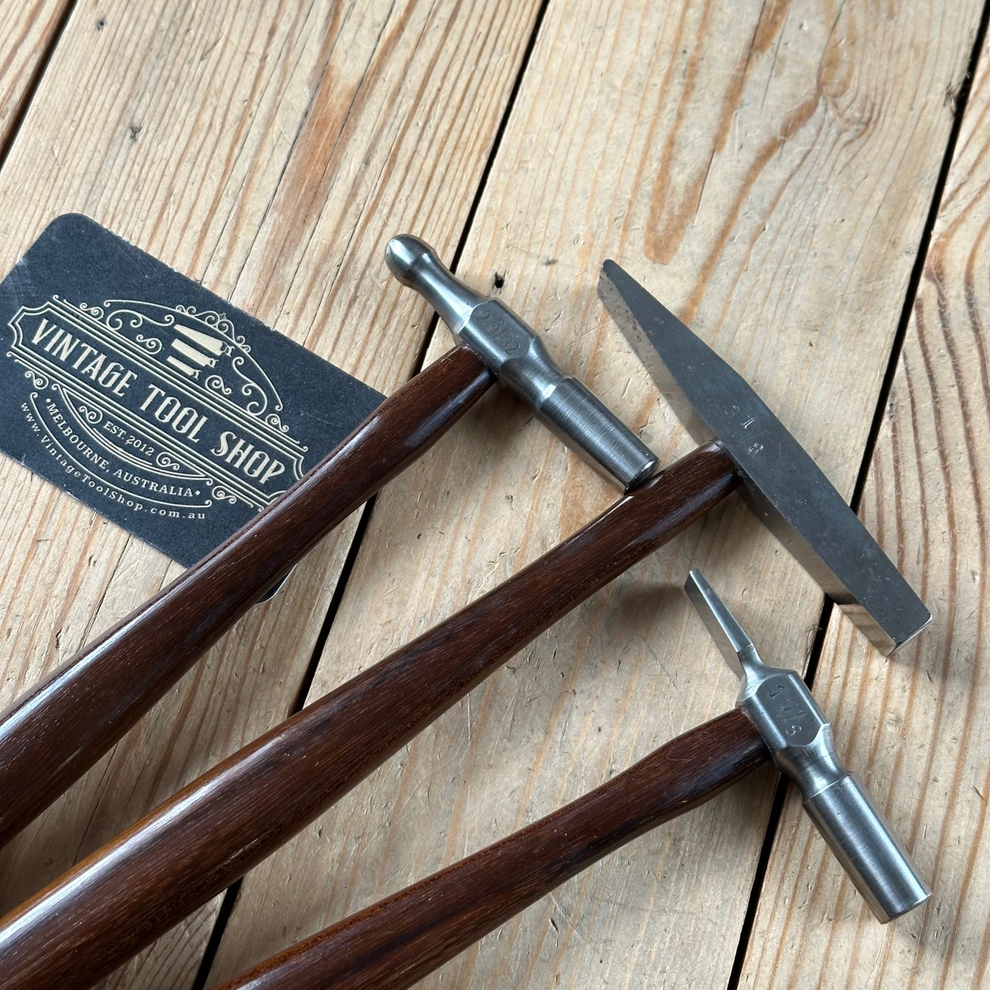 SOLD. N1697 INCREDIBLE! Vintage dated 1932 3x PRESENTATION Jewellers Metalworking HAMMERS