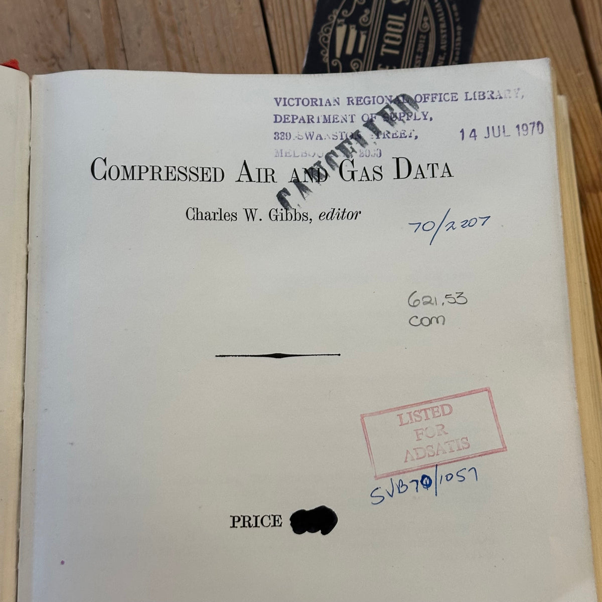 XBN68 Vintage BOOK COMPRESSED AIR and GAS Data by C.W.Gibbs