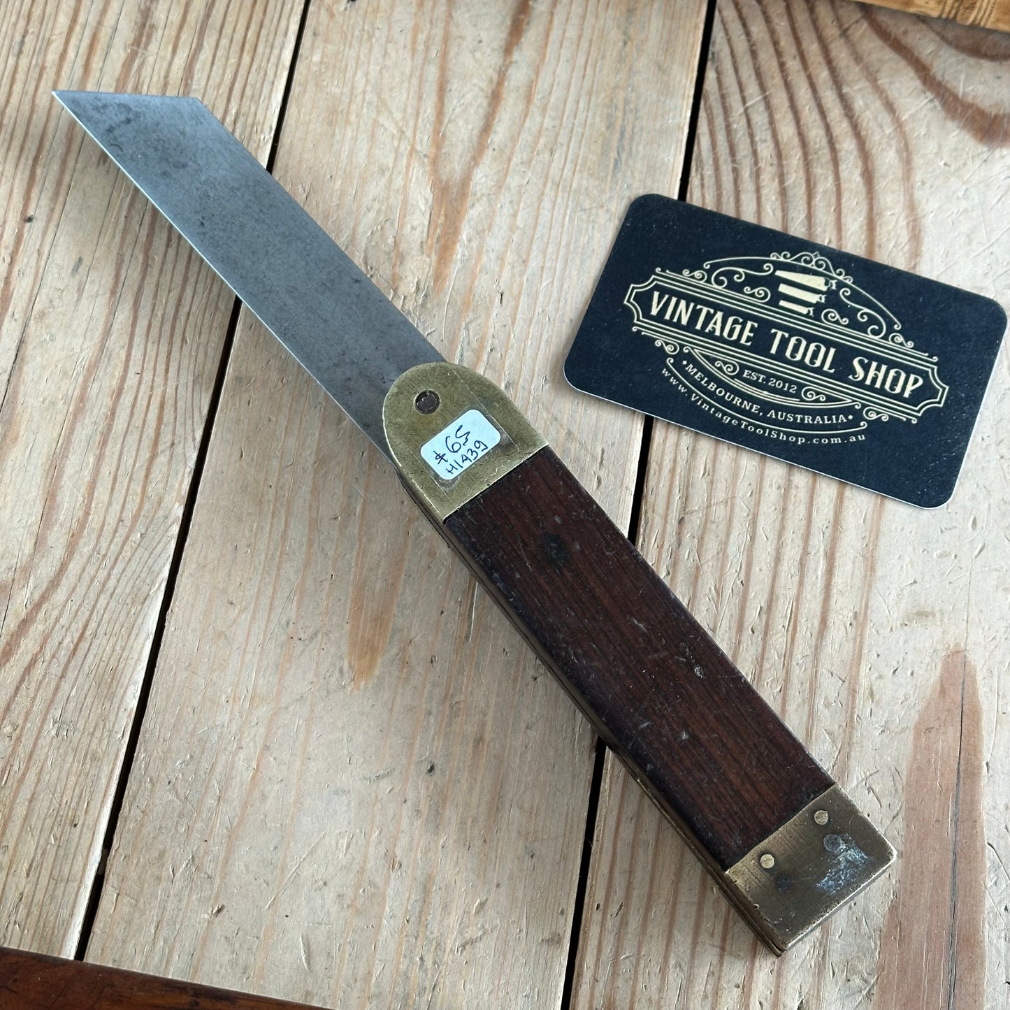 H1439 Vintage 9” Rosewood & brass BEVEL