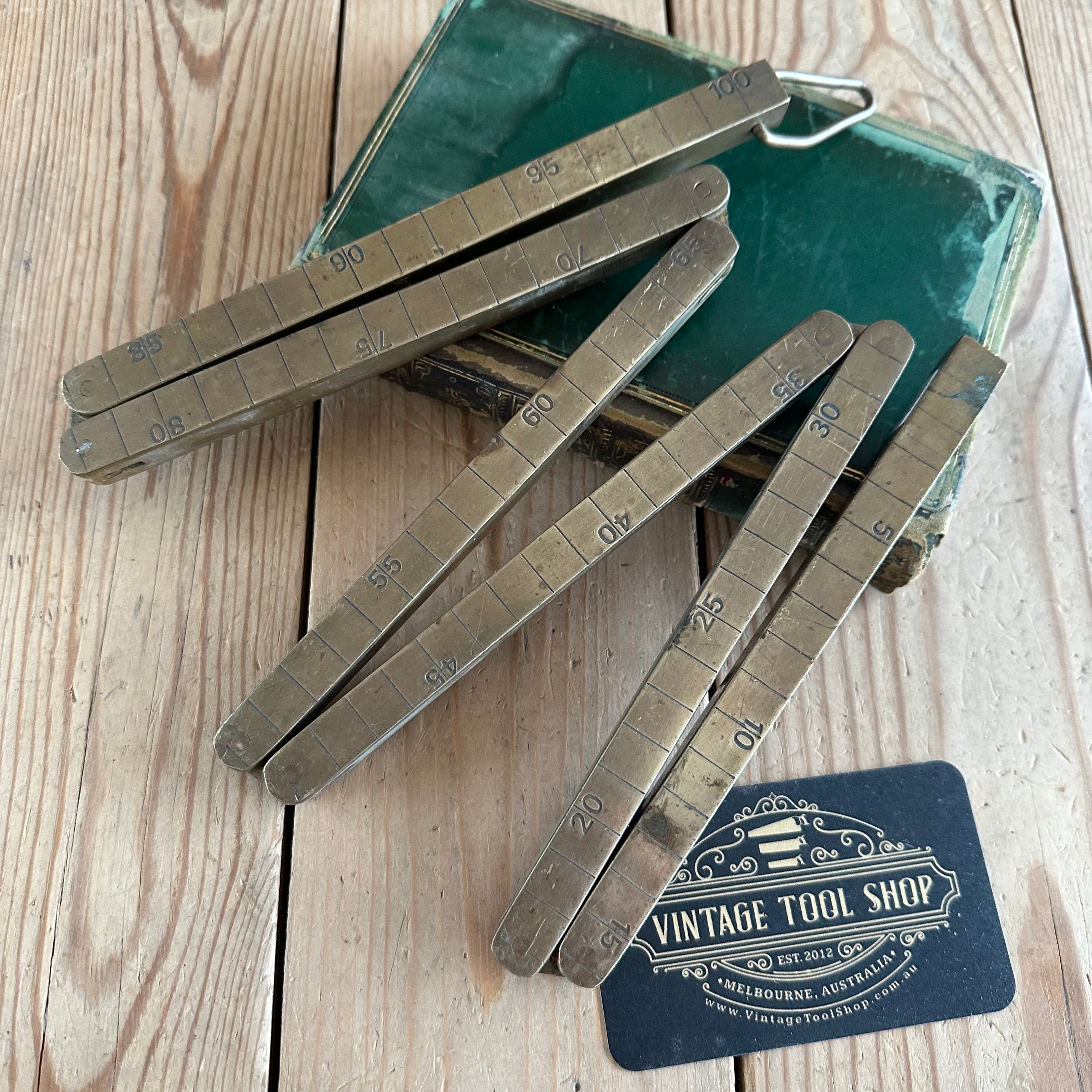 SOLD. N682 Vintage SCARCE! BRASS FOLDING DIP RULER Metric & Imperial ...