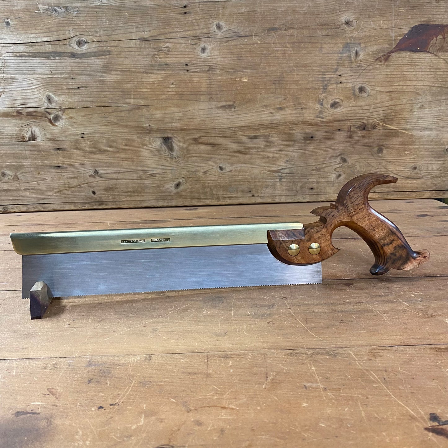 VHS190 HERITAGE SAWS Custom 12” FITZROY model 14ppi rip DOVETAIL SAW with a QUILTED TIGER MYRTLE handle