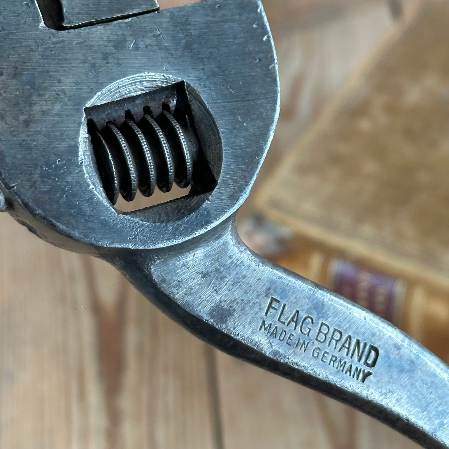N1456 Vintage FLAG BRAND GERMANY 8” Adjustable “S” WRENCH