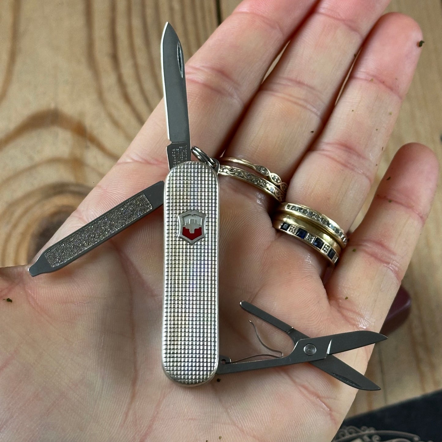 K51 Vintage engraved Victorinox SWISS 925 Barleycorn Pattern STERLING SILVER Tool SWISS ARMY KNIFE