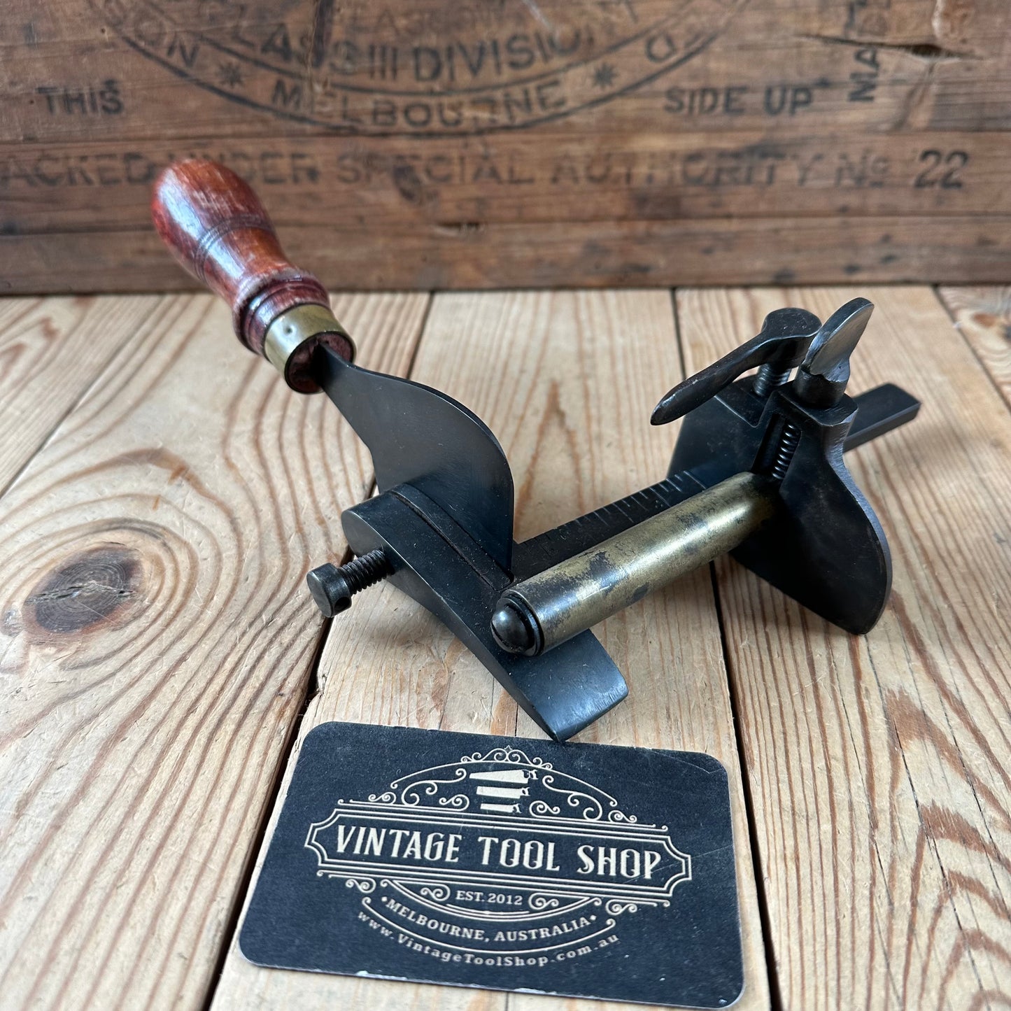 H2532 Vintage DIXON England 5” LEATHER PLOUGH GAUGE cutting knife