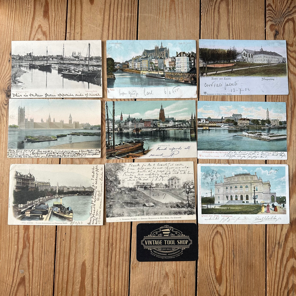 VD0-13 Vintage 9x ENGLISH POSTCARD series 1904-1908 stamps handwritten souvenir post cards junk journal diary collection