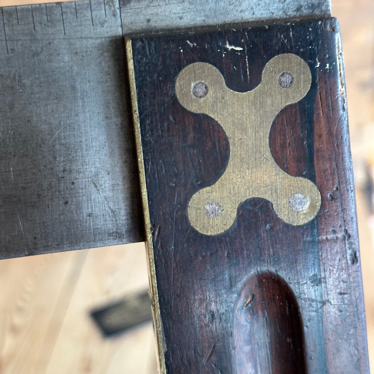 SOLD. N1936 SCARCE! Vintage STANLEY No:2 15” square with rest tab Sweetheart era ROSEWOOD & brass SQUARE