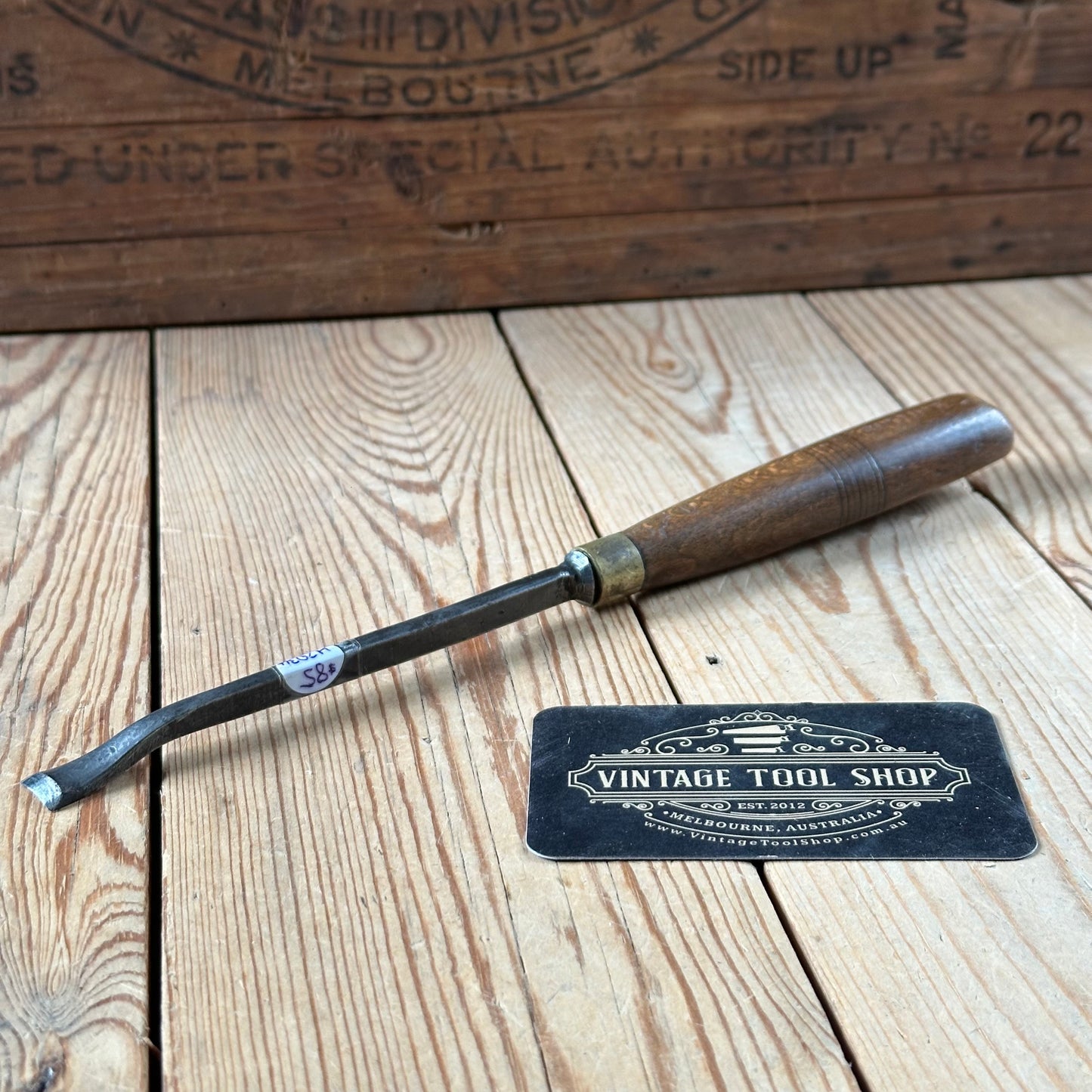 H2034 Vintage HERRING BROTHERS England 17mm Reverse Bent Fishtail Carving CHISEL