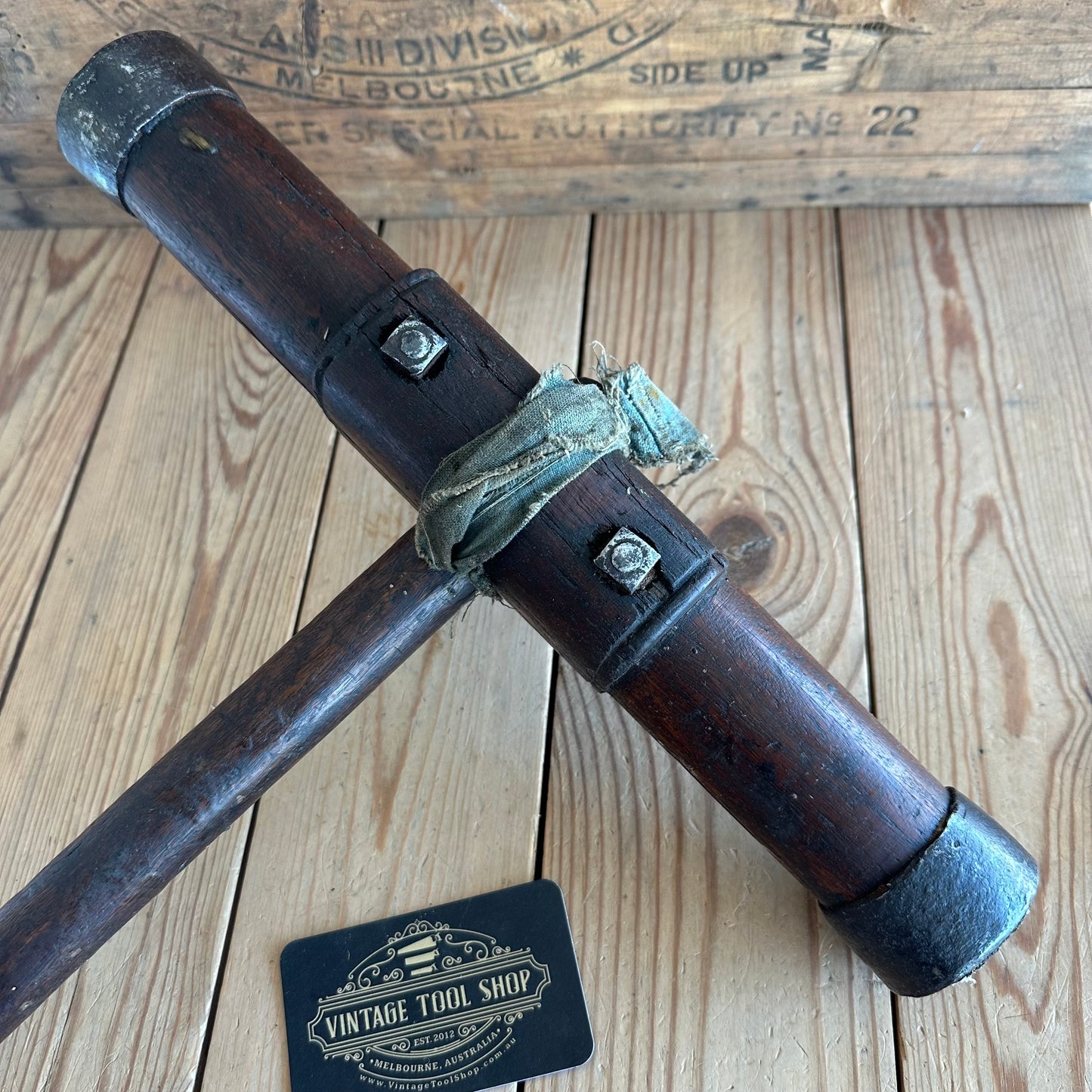 H2343 Antique CAULKING MALLET shipwrights tool