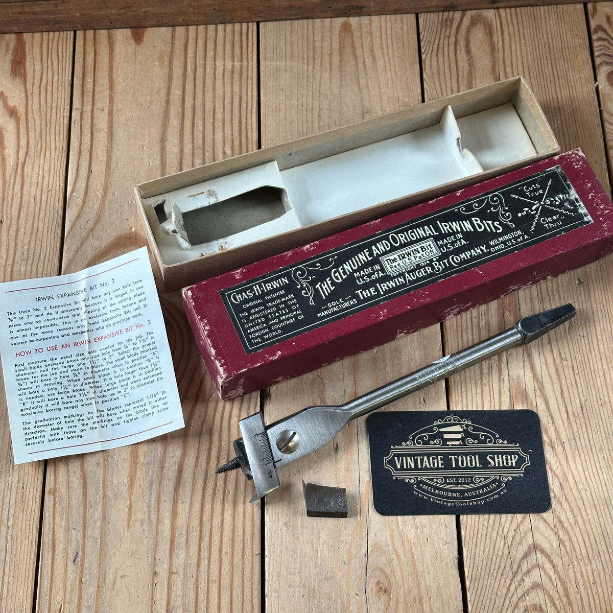 N1835 NEW OLD STOCK! Vintage IRWIN USA No.2 expansive DRILL BIT IOB