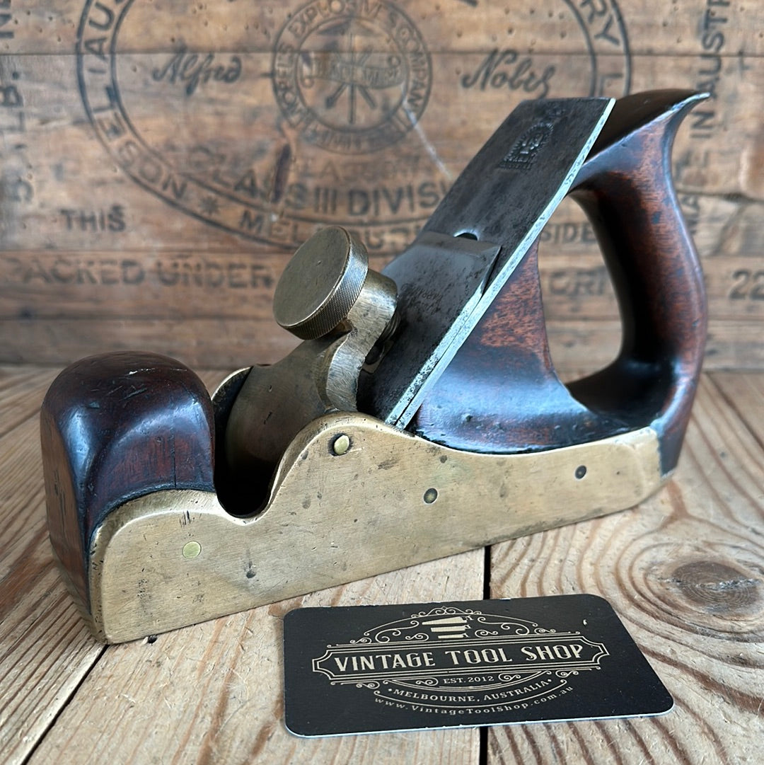 N640 UNIQUE! Antique GUNMETAL & TAS BLACKWOOD infill SMOOTHING plane