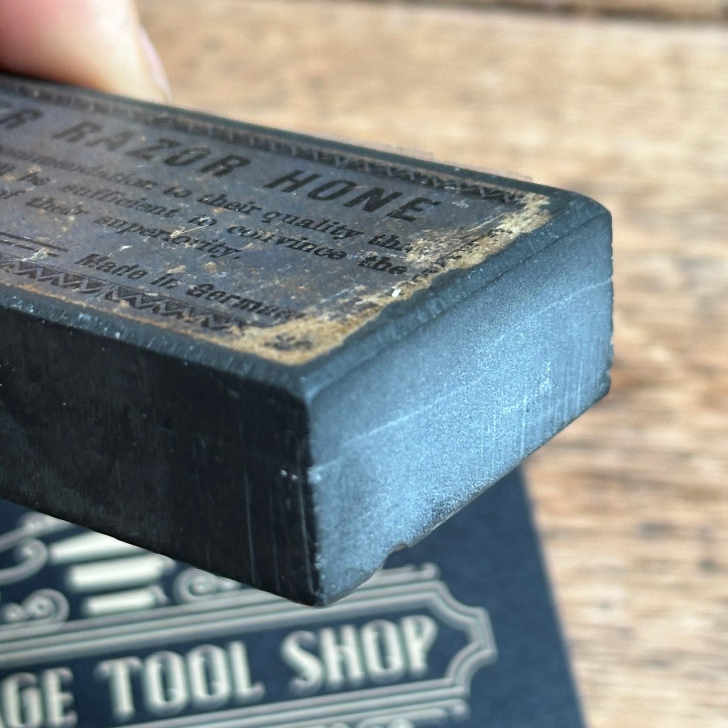 SOLD. A388 Vintage RARE! Labelled 7” ESCHER German THURINGIAN slate Razor HONE sharpening stone waterstone