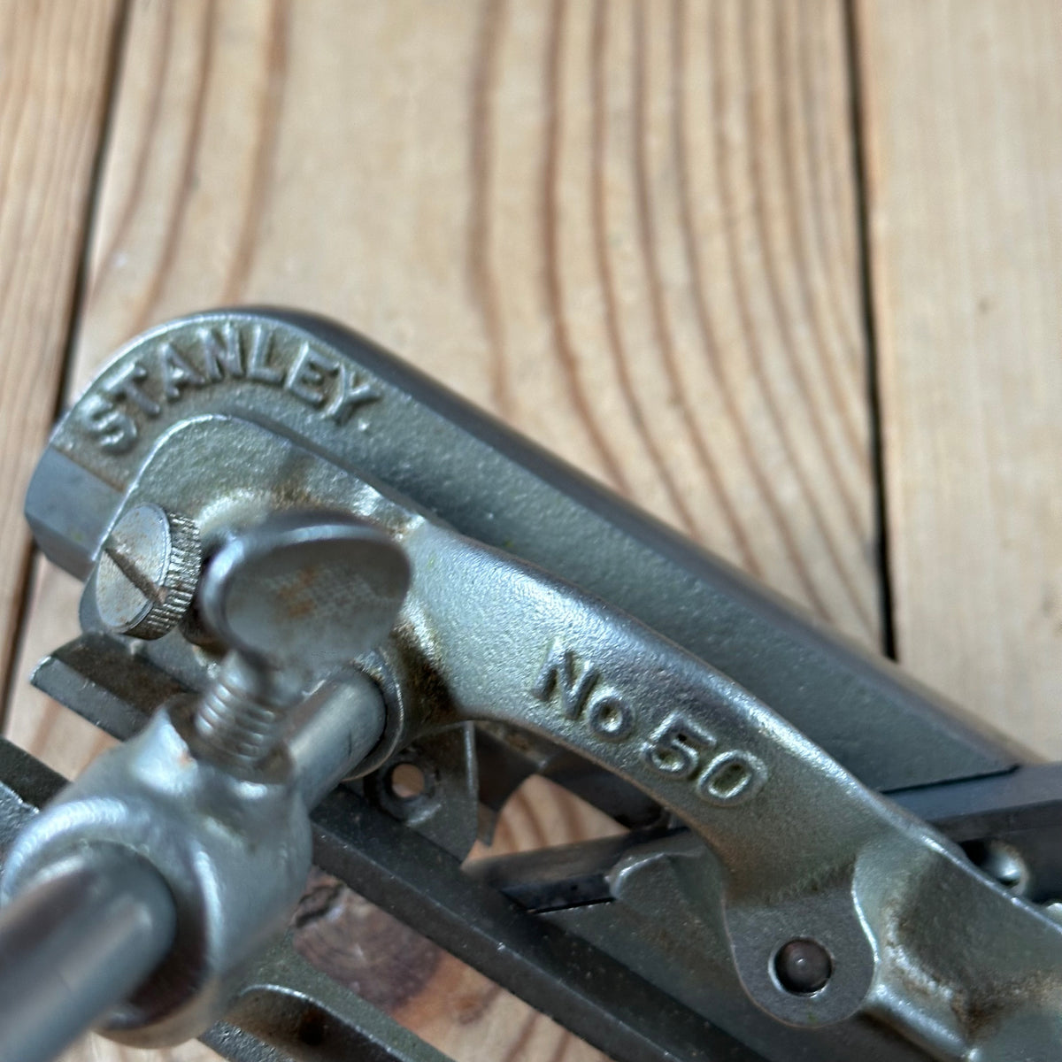 H2648 Vintage STANLEY England No.50 plough Plow PLANE Rosewood Handle 17 cutters