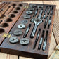 SOLD. H2398 Vintage Wiley & Russell USA TAP & DIE SET in wooden box