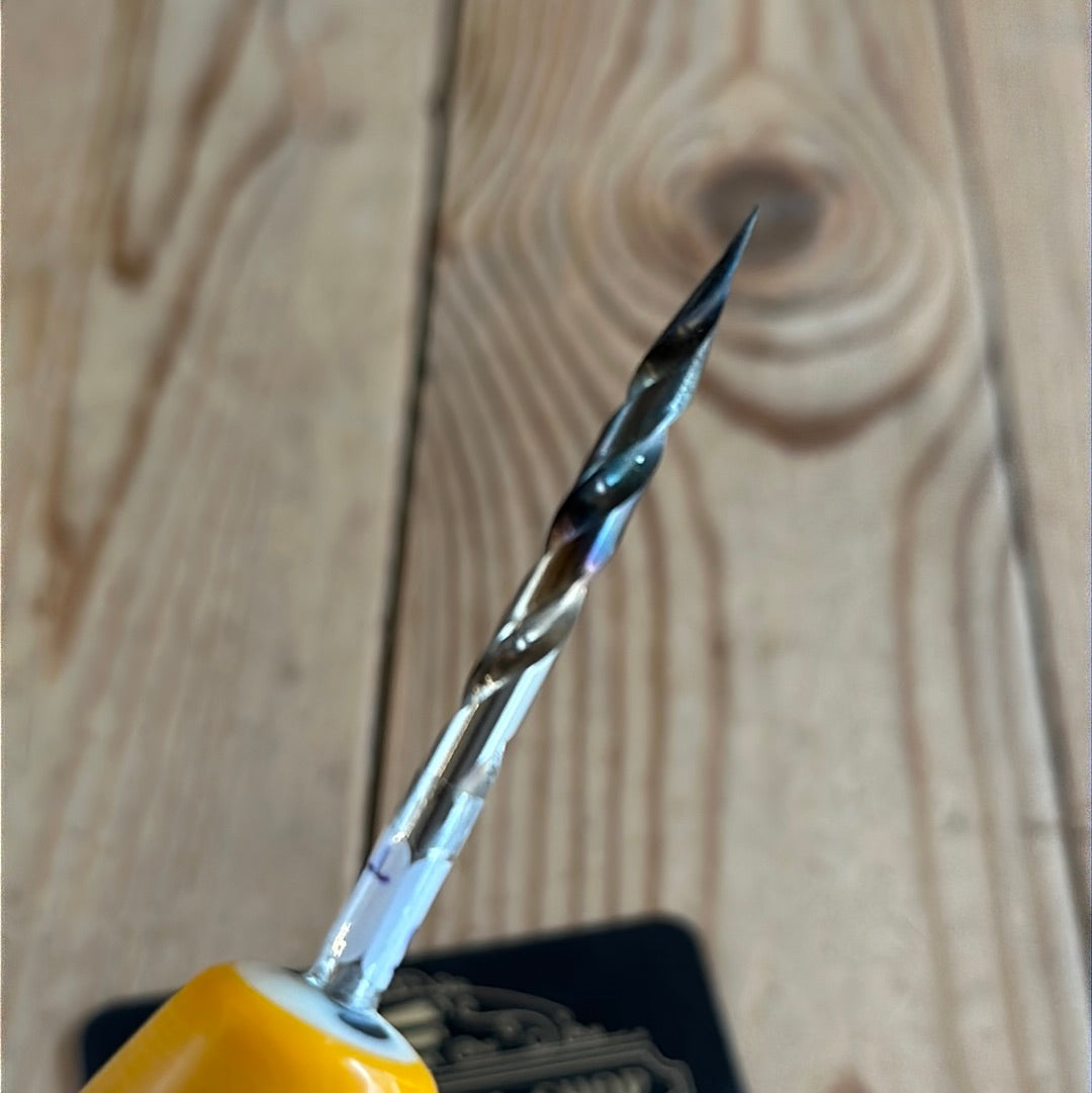 TR138 Repurposed tiny Yellow/white “9” POOL BALL awl by Tony Ralph