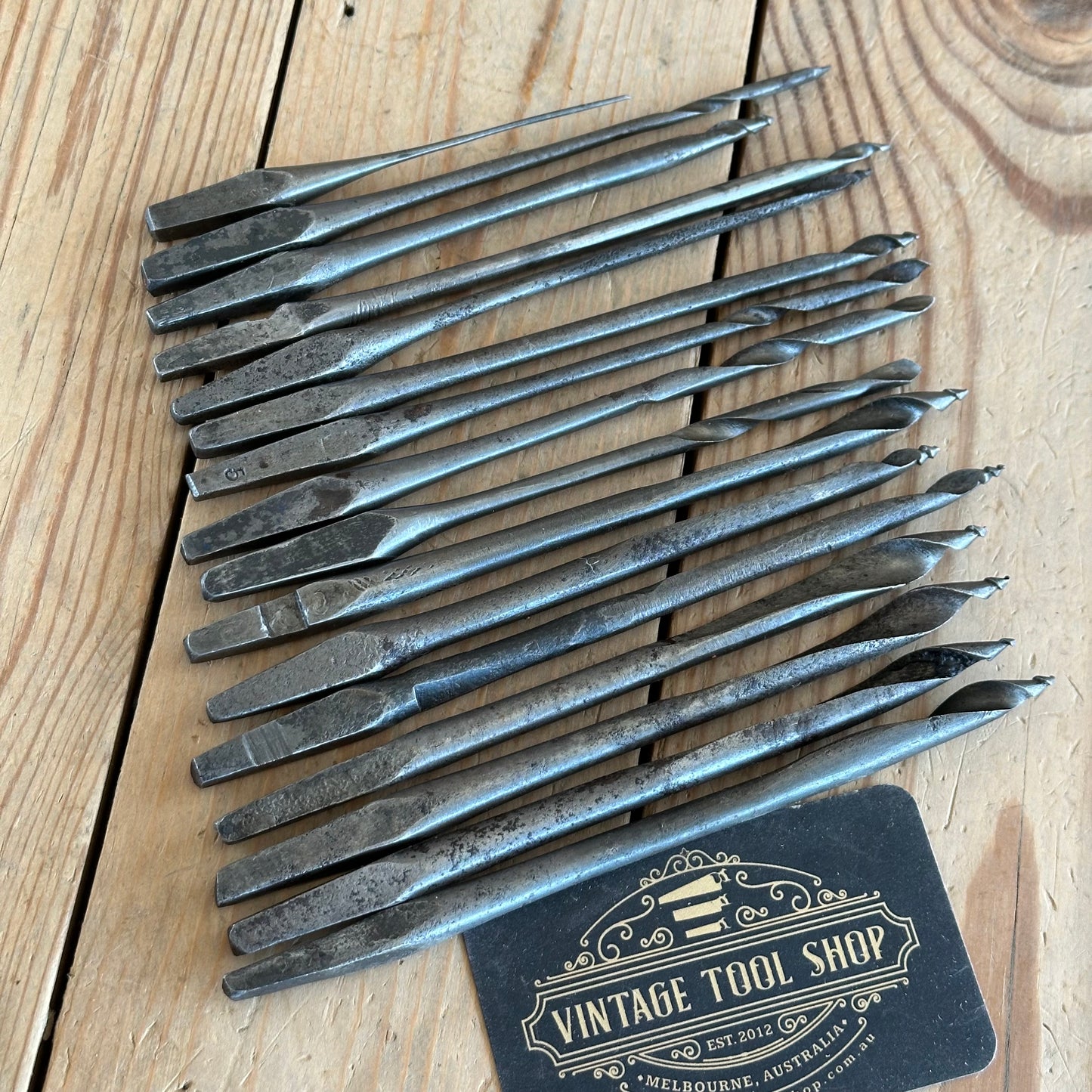 H1874 Vintage set of 16 GIMLET BRACE drill BITS