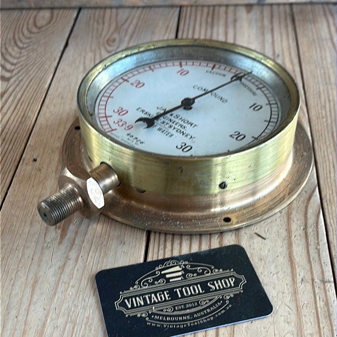 H1130 Vintage Davies, Shephard SYDNEY co COMPOUND VACUUM & PRESSURE water GAUGE DISPLAY