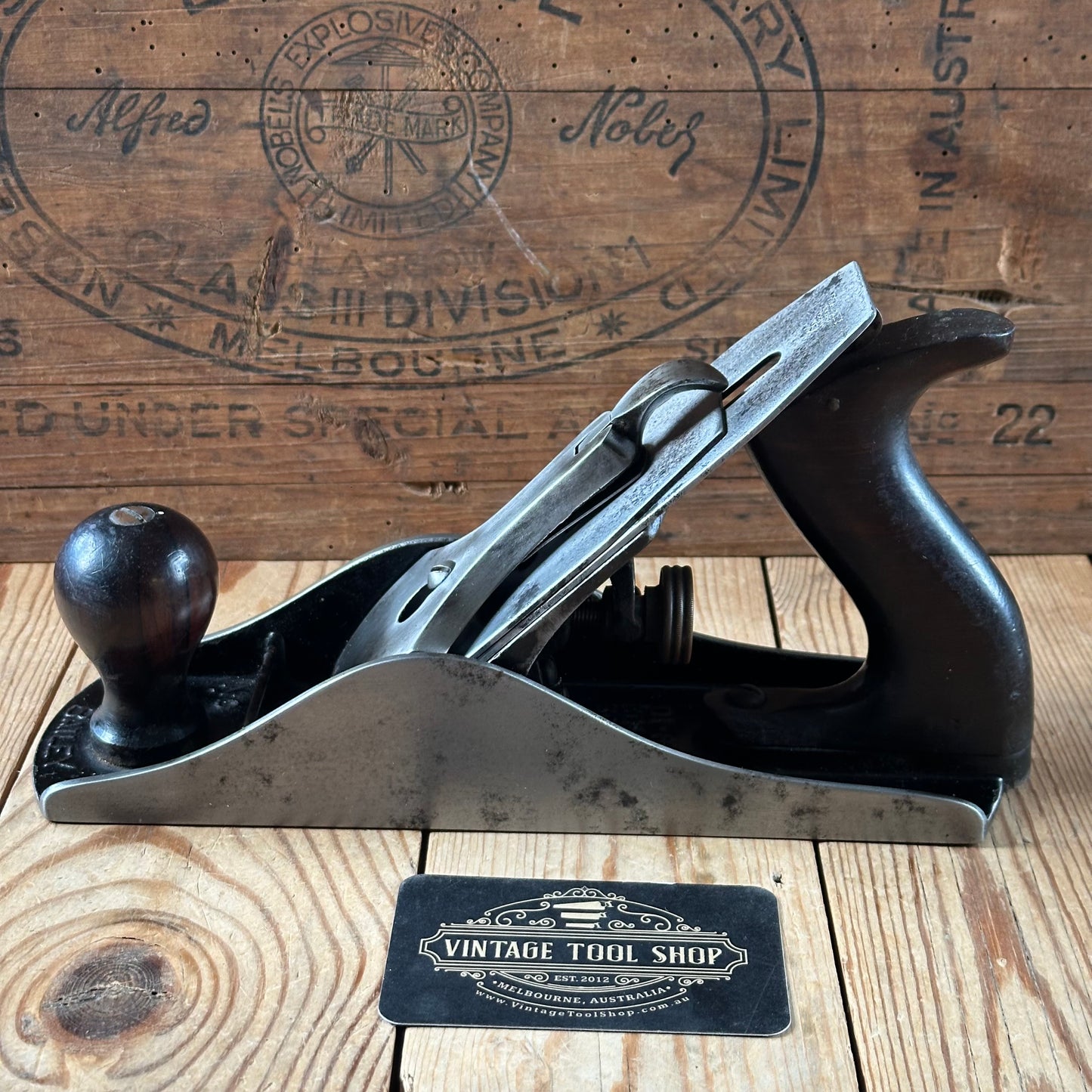 N1866 Vintage STANLEY USA Type 11 No.4 1/2 PLANE with Rosewood handles