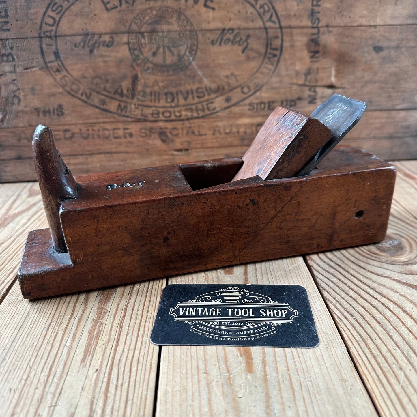 Y187 Antique FRENCH FRUITWOOD Wooden PLANE display