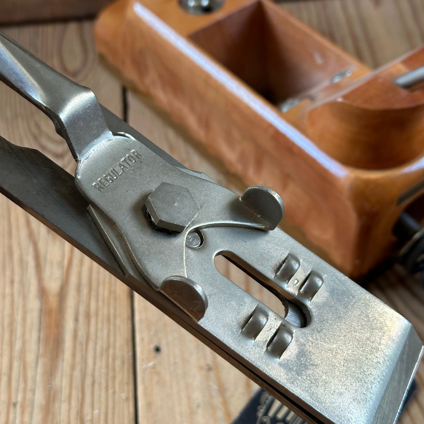 SOLD. N1703 GORGEOUS Vintage E.C.E. West-Germany No:711 PRIMUS PLANE Figured Pear & Lignum Vitae Sole