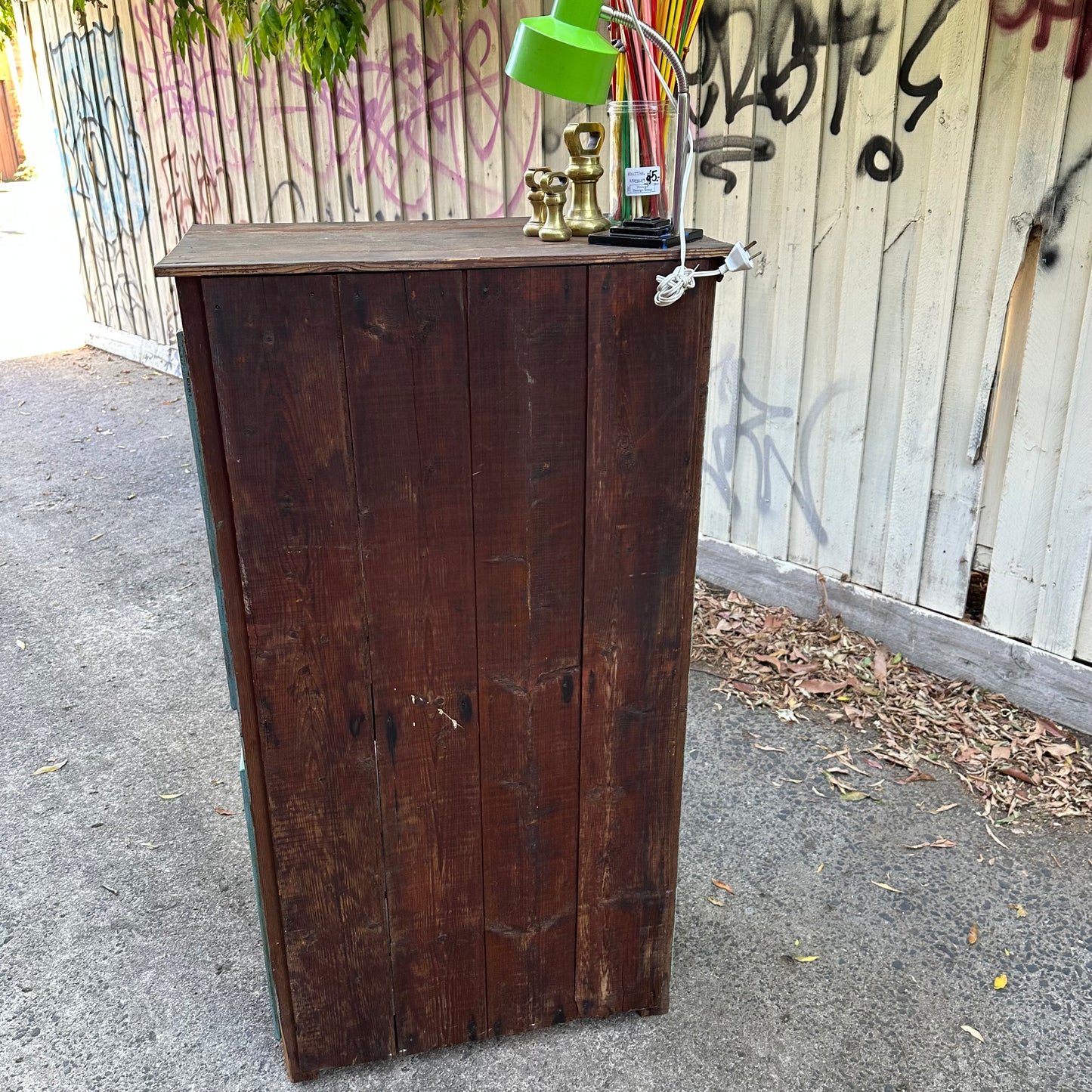 H2382 Vintage distressed shabby chic depression era MEAT SAFE CUPBOARD