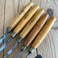 T9438 Vintage set of 5 x MARPLES woodcarving CARVING Vee GOUGES & chisels BOXWOOD Handles