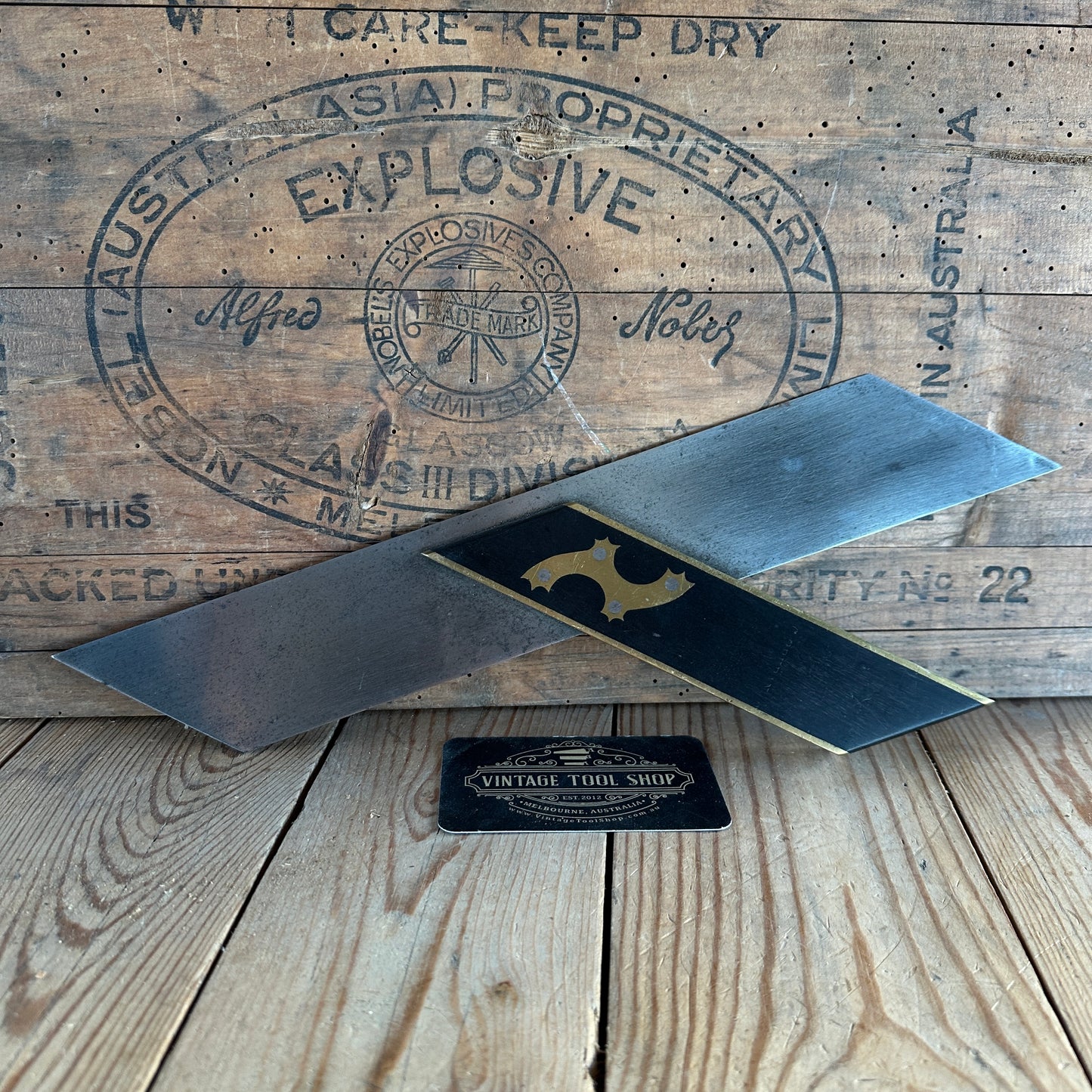 D1576 Vintage Fancy EBONY & brass MITRE SQUARE