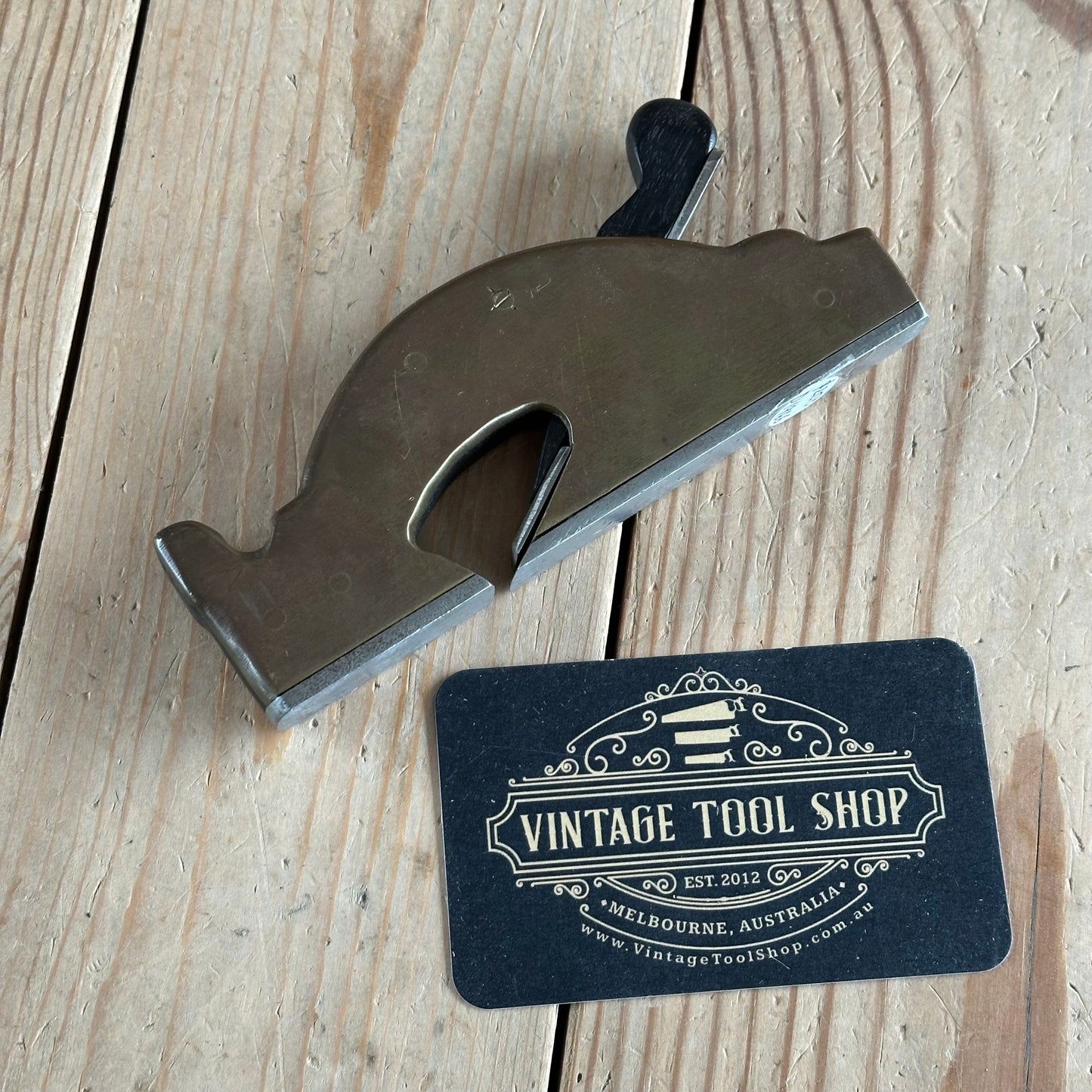 SOLD. D1966 CUTE! Antique small BRASS & EBONY INFILL Shoulder PLANE