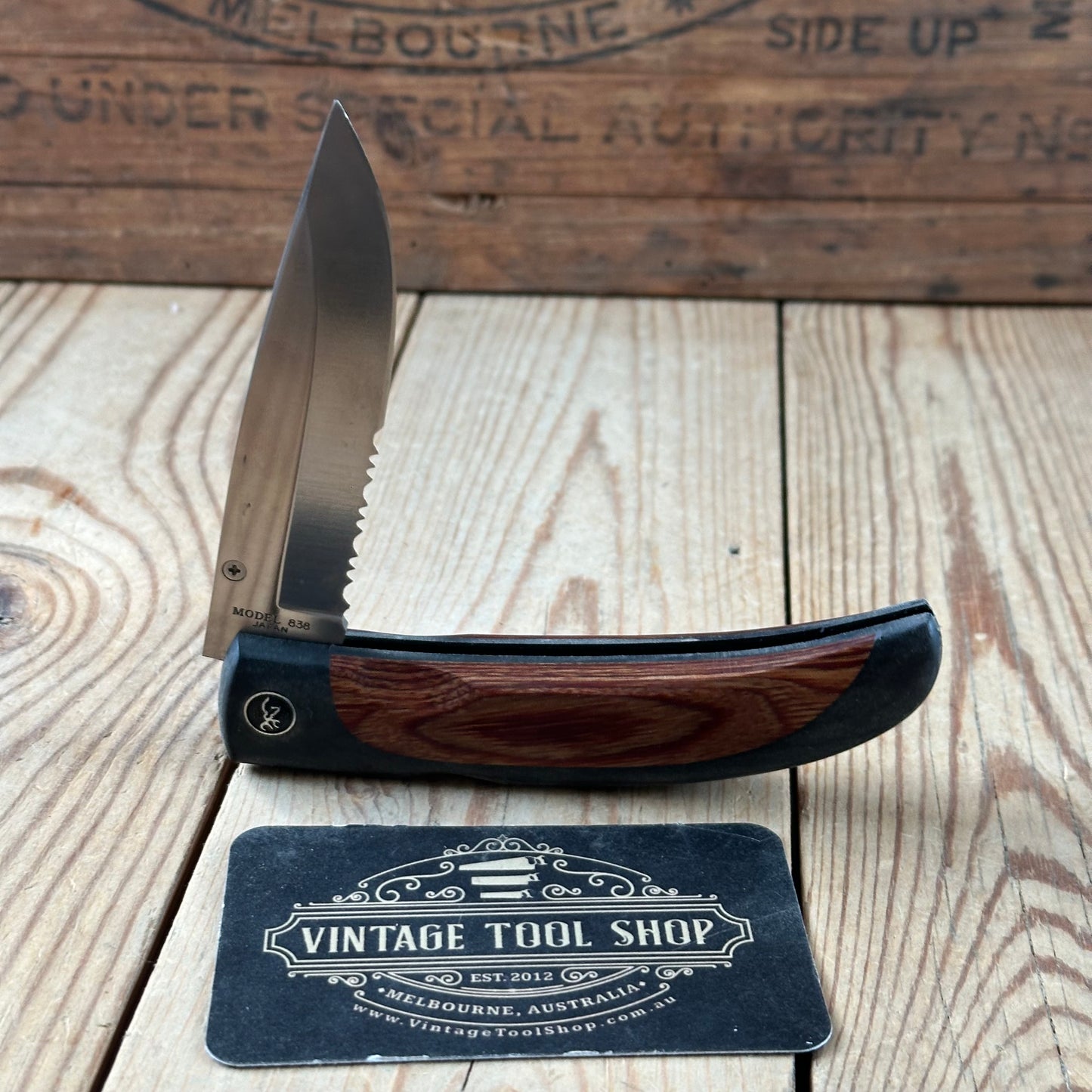K52 Vintage BROWNING Japan Model 838 FEATHERWEIGHT folding pocket KNIFE