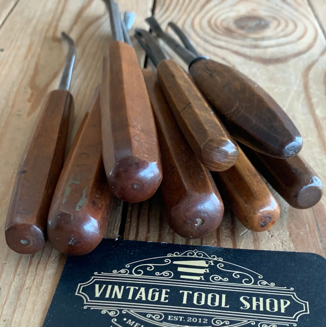 SOLD T9999 Vintage set of 8 x S.J. ADDIS Carving CHISELS