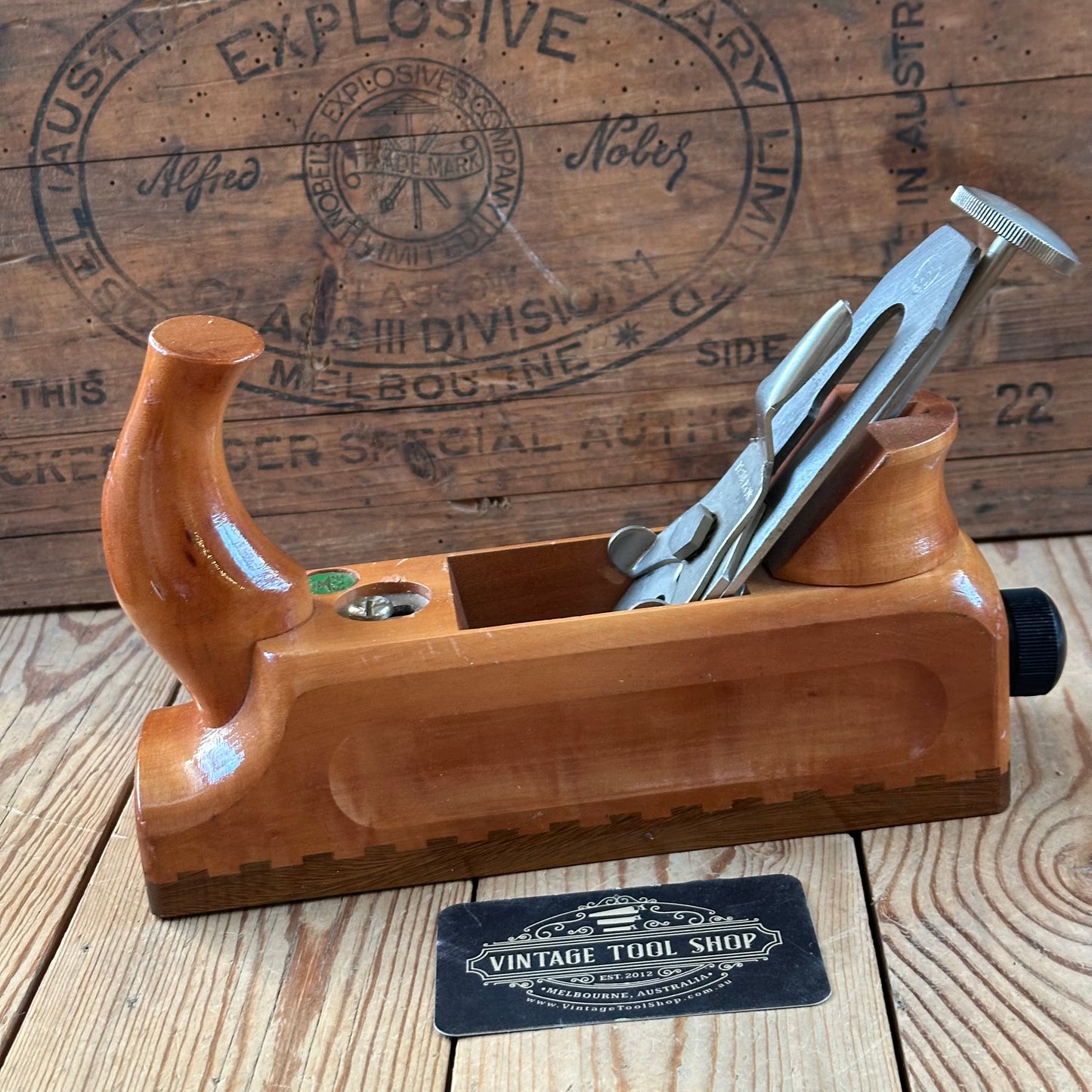 SOLD. N1703 GORGEOUS Vintage E.C.E. West-Germany No:711 PRIMUS PLANE Figured Pear & Lignum Vitae Sole