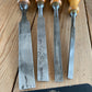 SOLD T10064 Vintage set of 4 E.A. BERG Sweden wooden handle BEVEL CHISELS