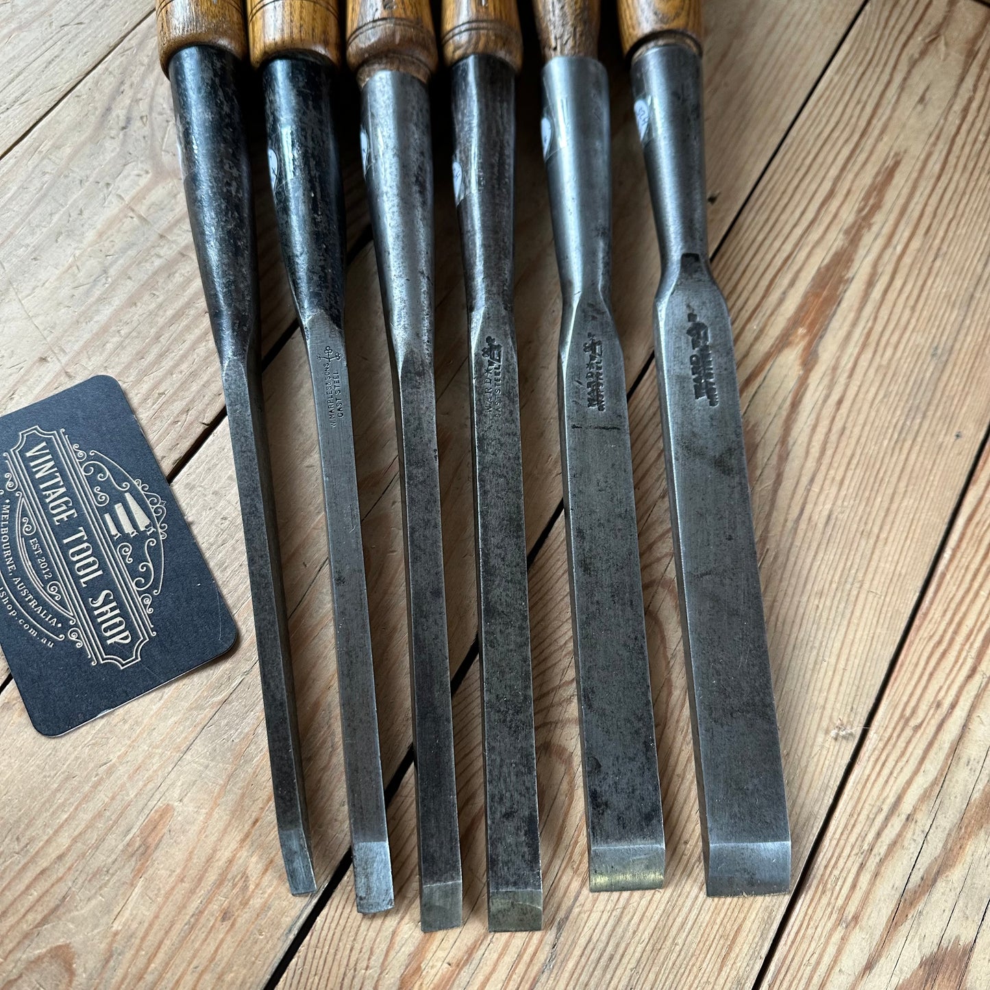 H2522 Vintage set of 6 x WARD & PAYNE & MARPLES Socketed Framing CHISELS