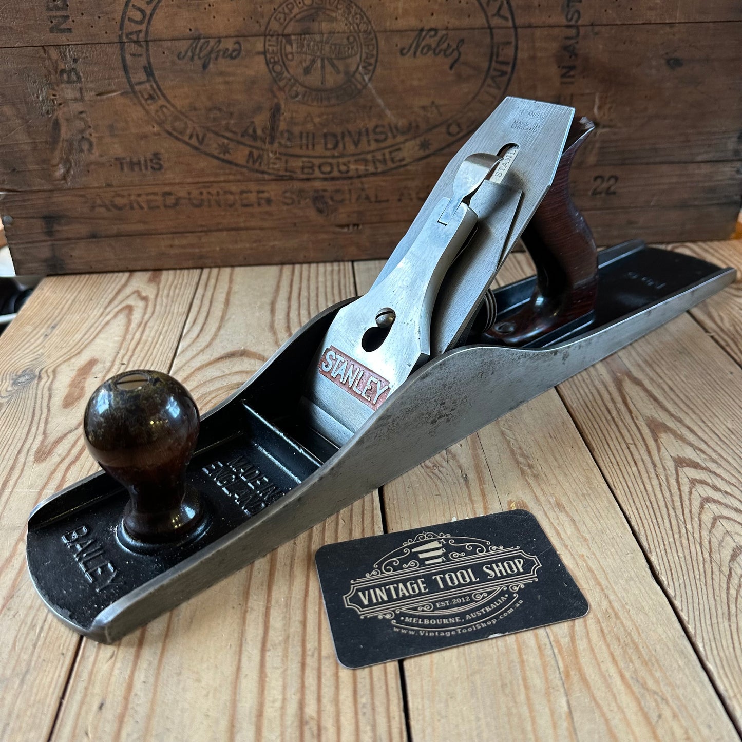 H2486 TIDY! Vintage STANLEY England No.6 jack PLANE IOB