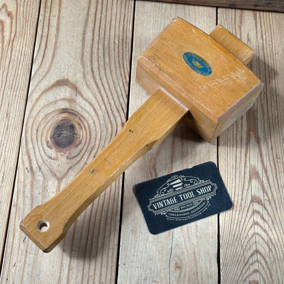 H2583 NICE WEIGHT! Vintage CROWN England CARVERS woodwork MALLET