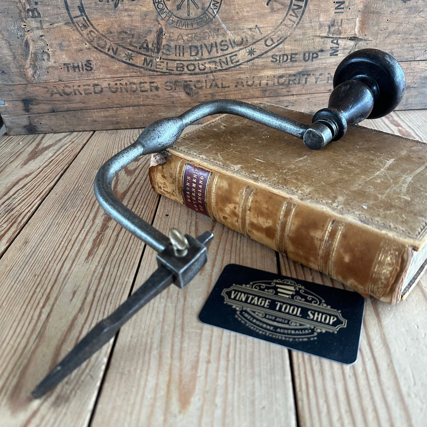 T9019 Antique FRENCH Early Style BRACE Ornate Handle Drill