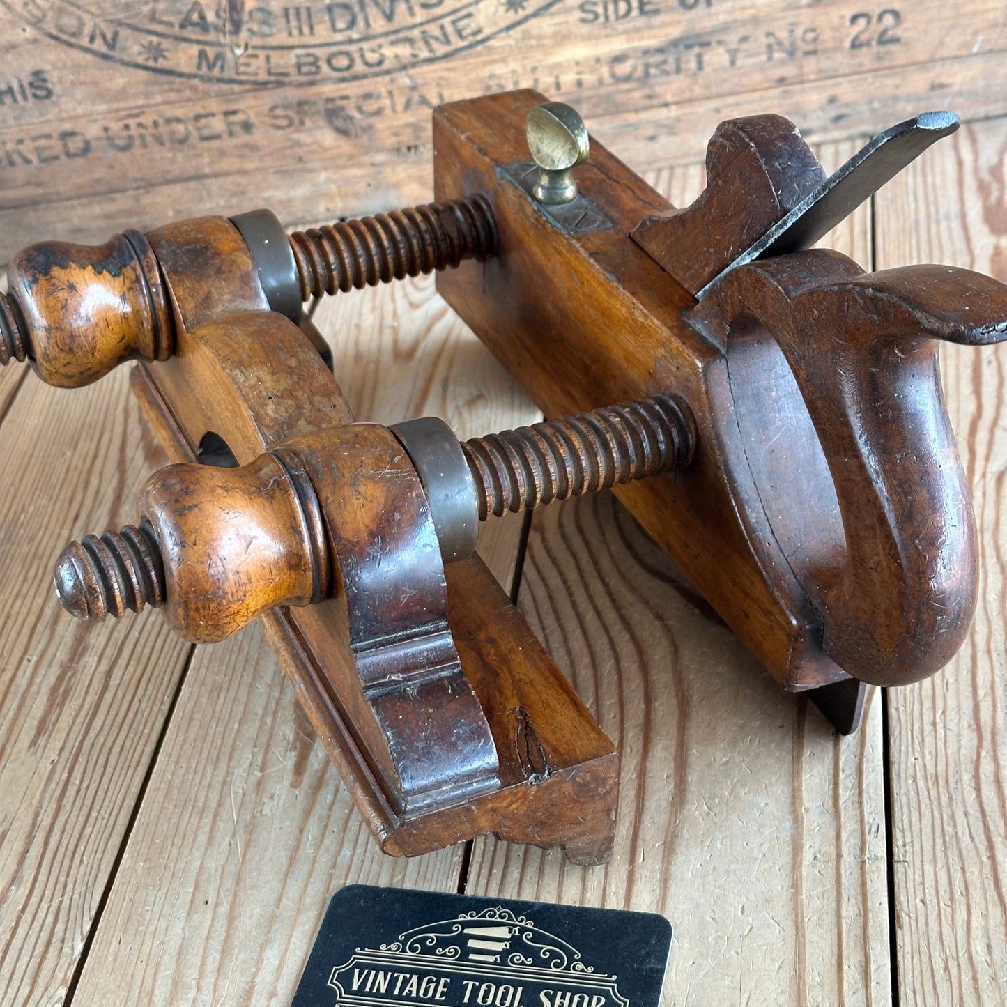 T8552 UNIQUE! Antique USER MADE Mahogany PLOUGH PLANE